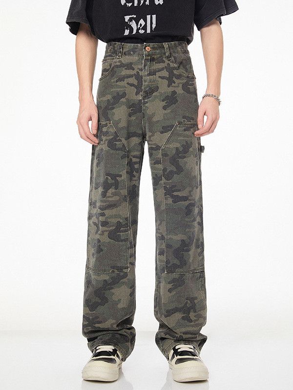 Japanese Brand Men's American wide-leg patchwork camouflage straight jeans Size US 32 / EU 48 - 1 Thumbnail