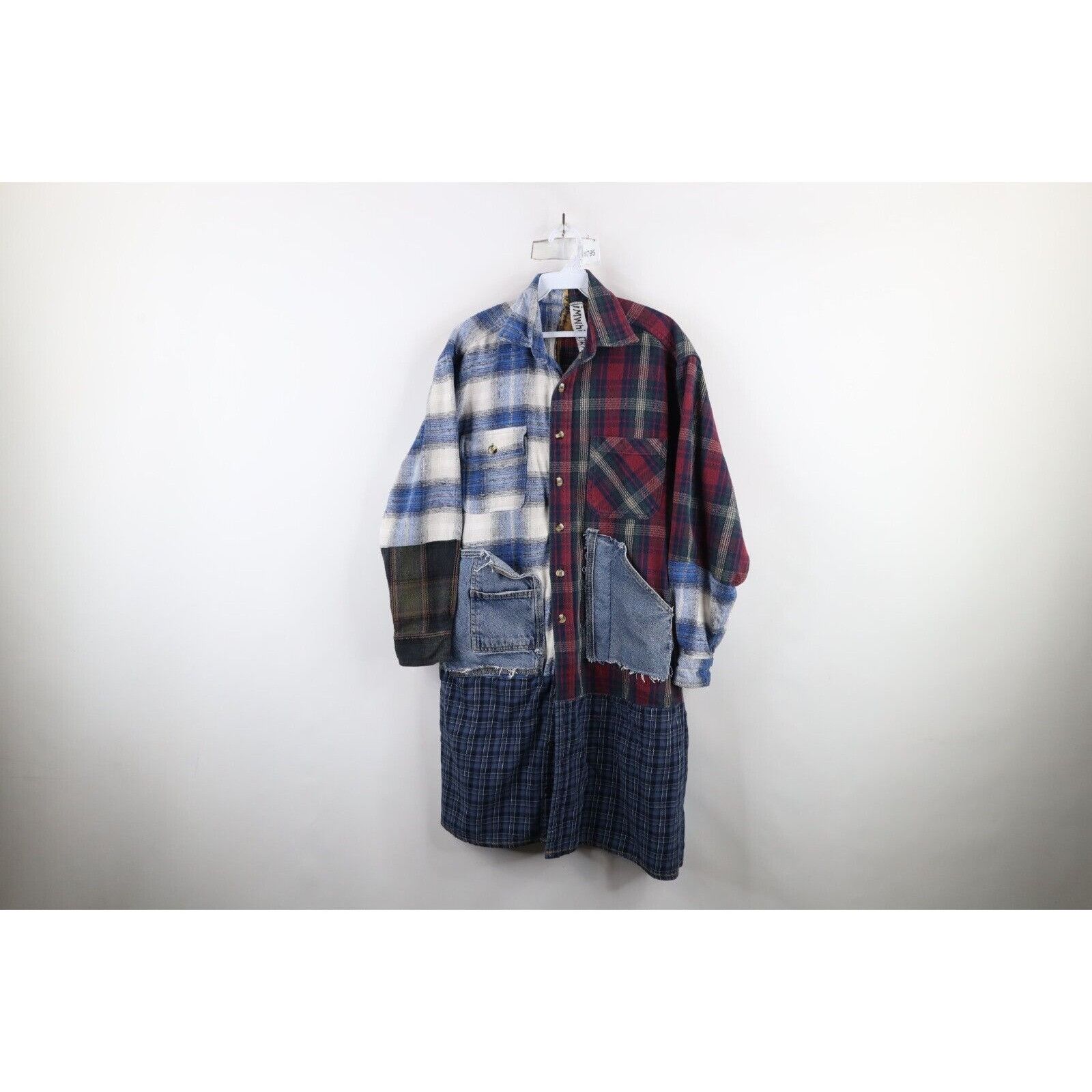 Vintage Vintage 90s Y2K Streetwear Custom Flannel Shirt Dress Size L / US 10 / IT 46 - 1 Thumbnail