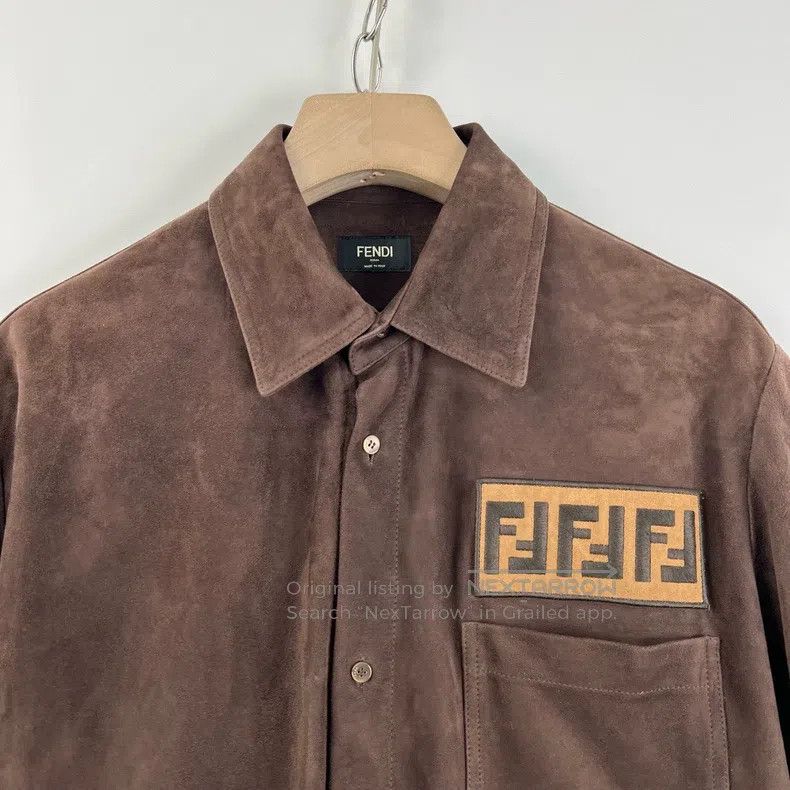 Fendi Fendi Dark brown FF embroidered suede short-sleeve jacket Size US M / EU 48-50 / 2 - 5 Thumbnail