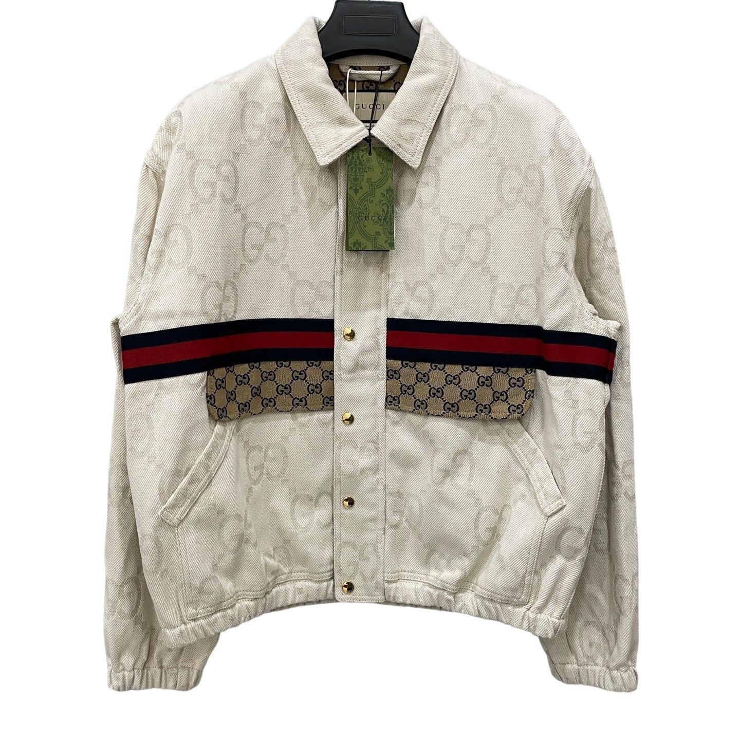 Gucci Gucci Web Stripe Monogram Denim Jacket 48 Size US M / EU 48-50 / 2 - 1 Thumbnail