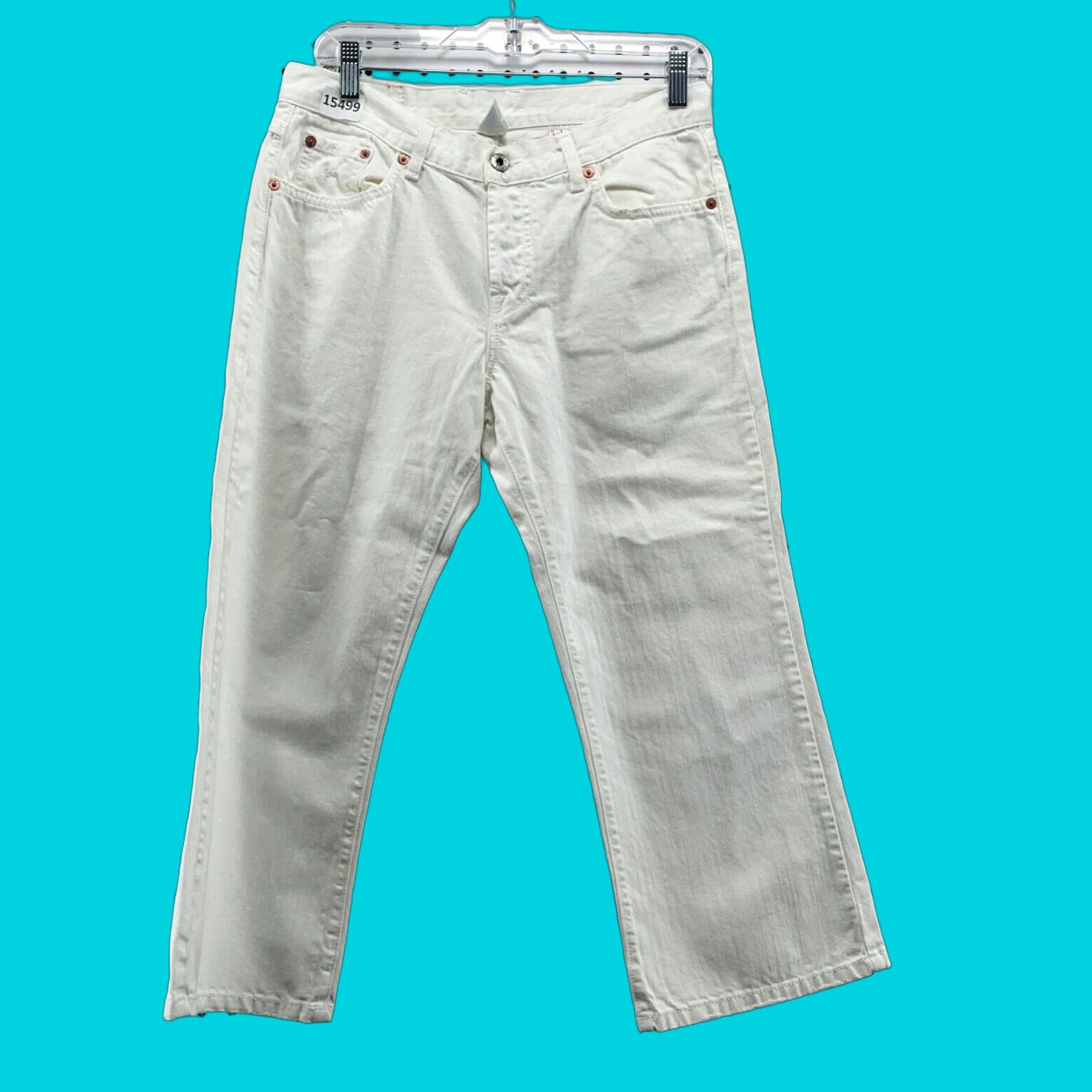 Lucky Brand VINTAGE Lucky Brand Jeans Main Selling Point White Dungarees Capris 32x23 Women 8/29 USA 1990s Womens Jeans Size 30" / US 8 / IT 44 - 1 Thumbnail