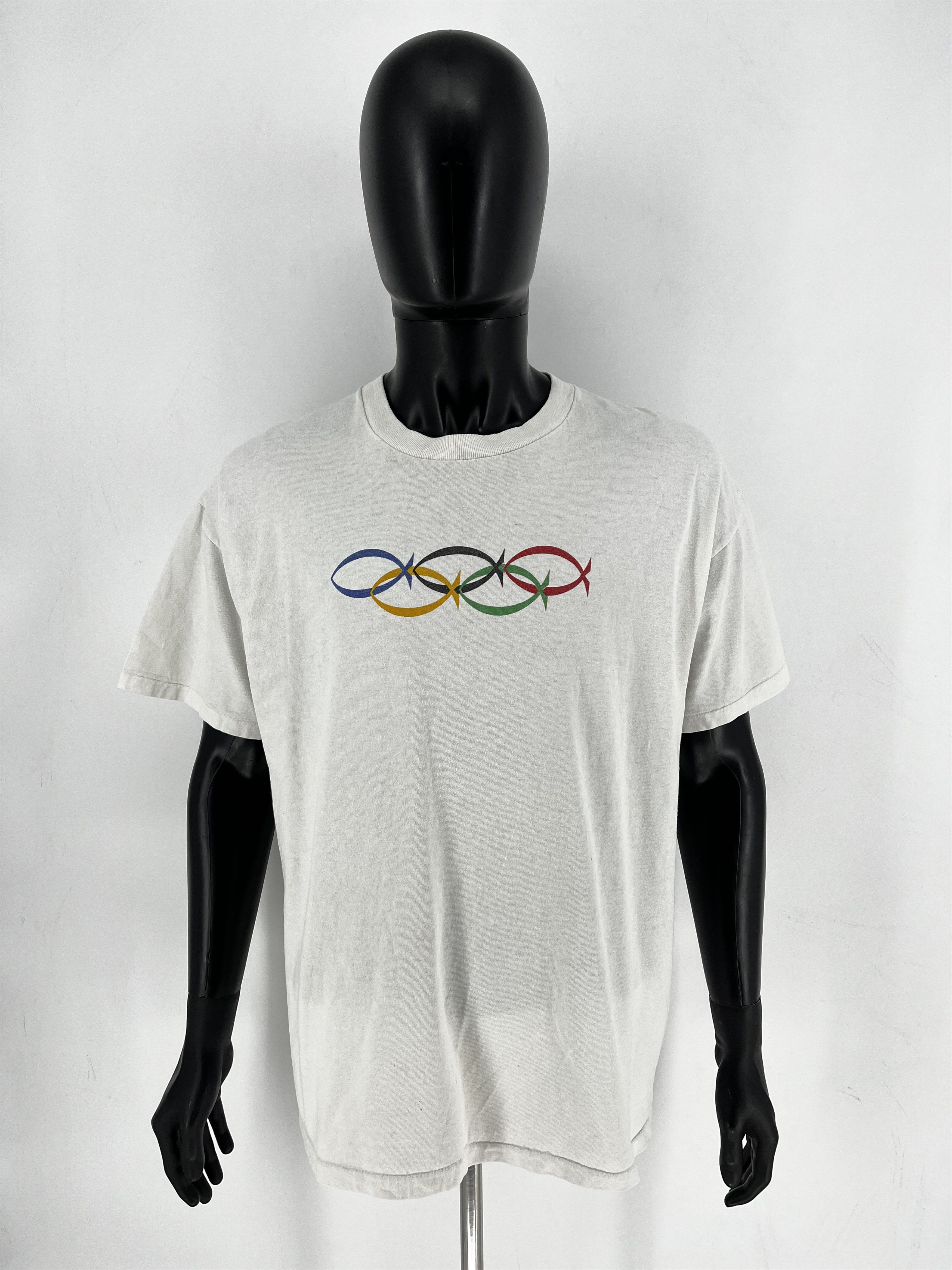 Vintage Vintage 1990s Olympics John 3:16 Jesus Tee Thrashed T-Shirt Size US L / EU 52-54 / 3 - 2 Thumbnail