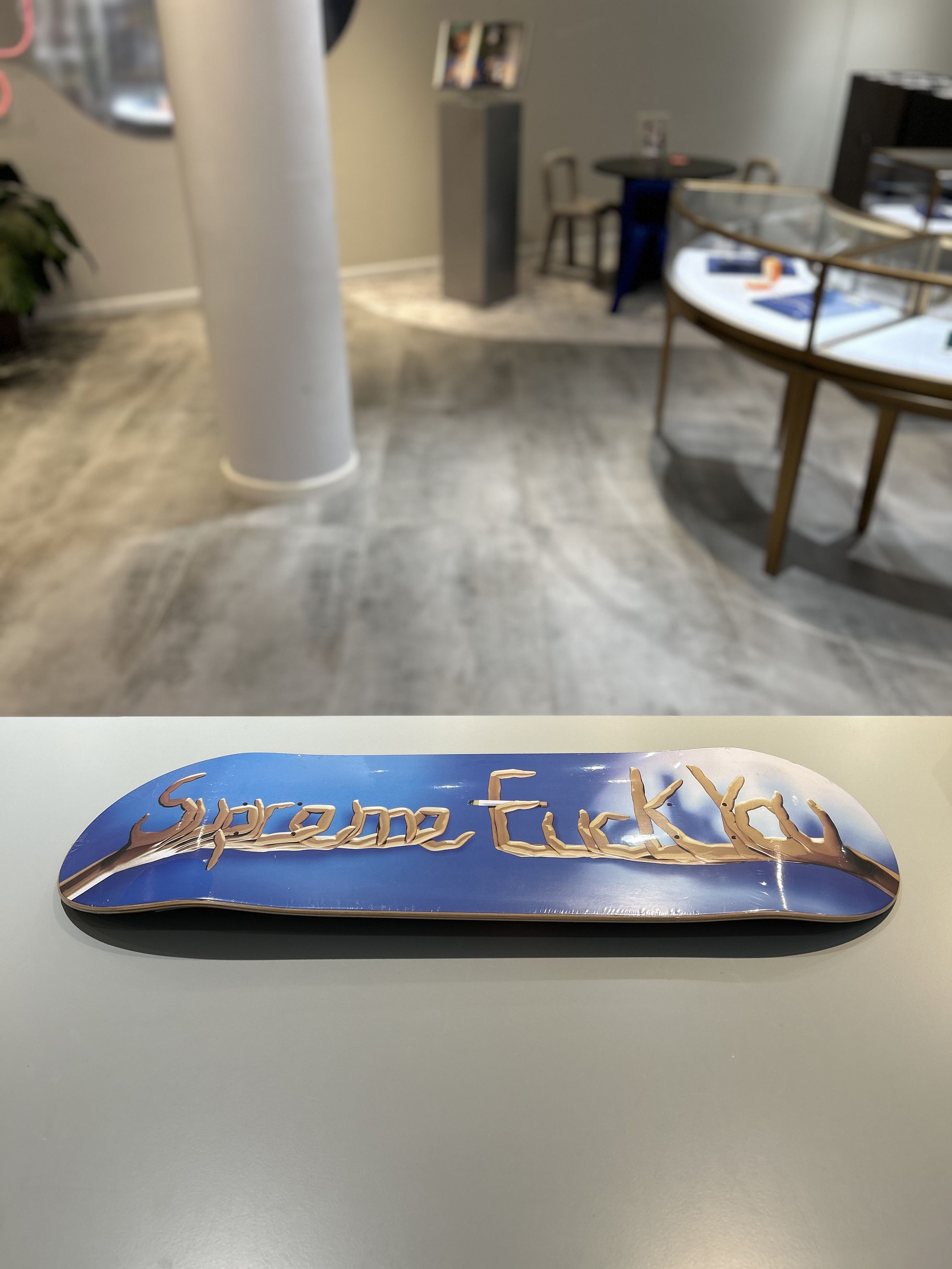 image of Supreme Fuck You Skateboard Deck Blue, Men's