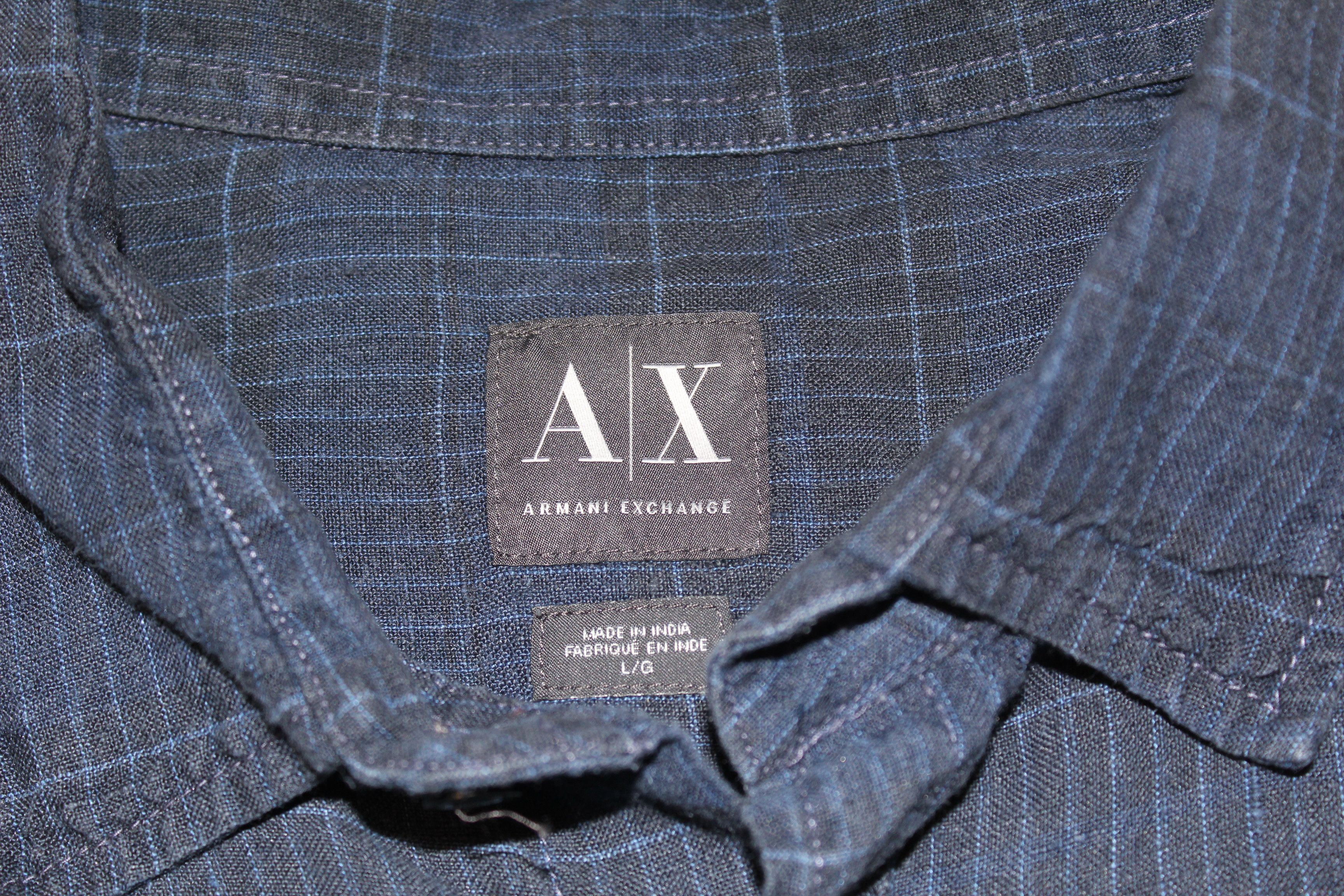 Armani Exchange Men's Armani Exchange Long Sleeve Linen Shirt Top Size L Size US L / EU 52-54 / 3 - 6 Thumbnail