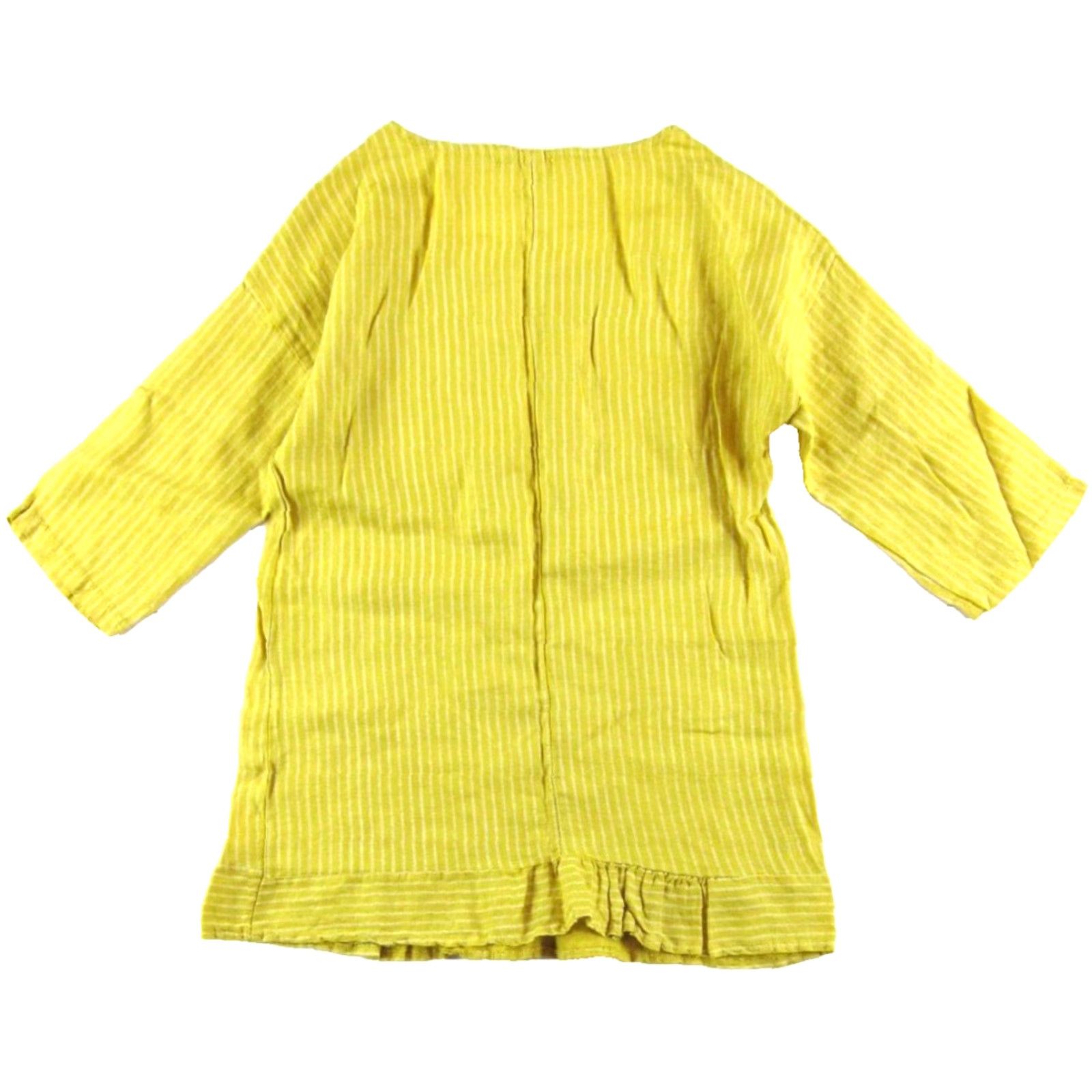 Vintage Lungo L'arno 100% Linen Yellow White Stripe Tunic Blouse 3/4 Sleeve Medium Woman/Blouse Linen Striped Shirt style Tunic Woman Yellow Lungo L'arno Size M / US 6-8 / IT 42-44 - 2 Thumbnail