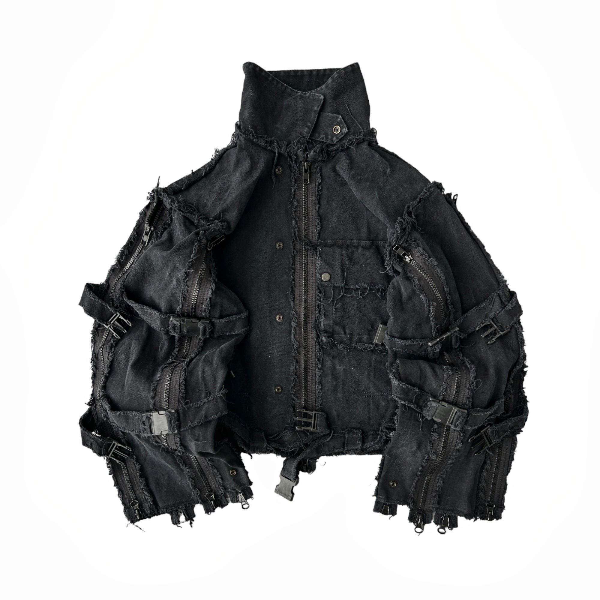 Pre-owned Archival Clothing X Avant Garde Vintage Rick Owens Balenciaga Style Archival Zip Up Jacket In Washed Black
