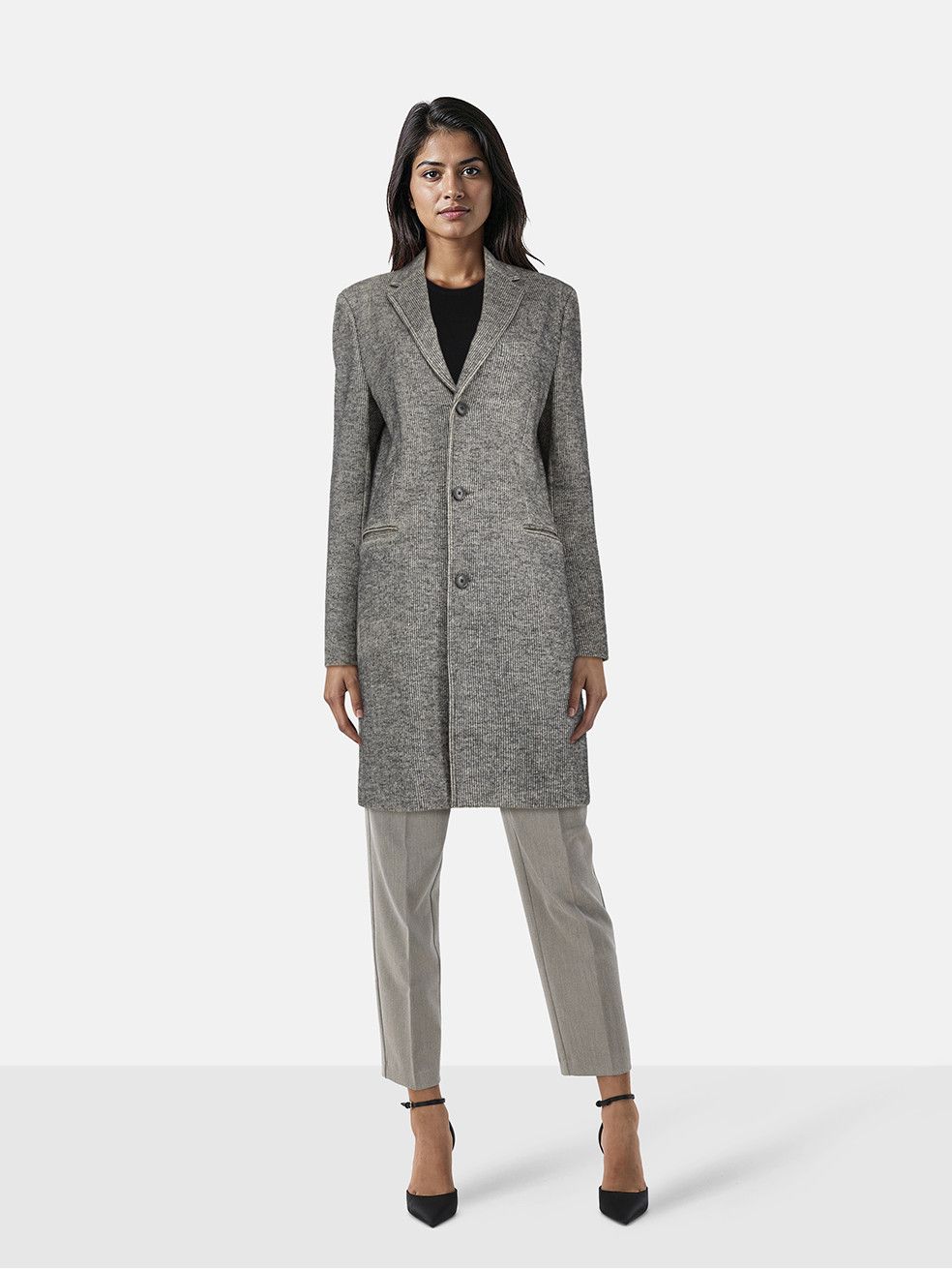 Theory Grey Wool Single Breasted Coat Size S / US 4 / IT 40 - 1 Thumbnail