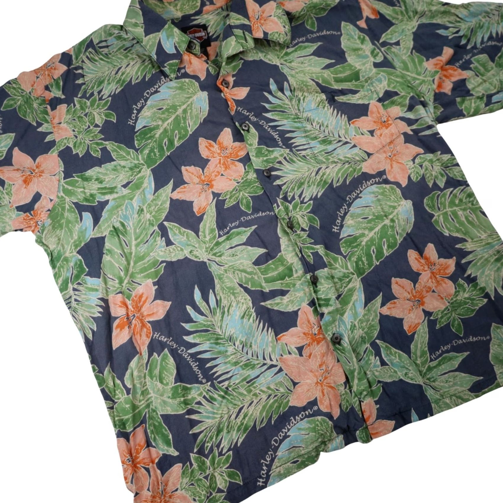 Harley Davidson VINTAGE Harley Davidson Mens XL Floral Hawaiian Button Up Shirt Size US XL / EU 56 / 4 - 3 Thumbnail
