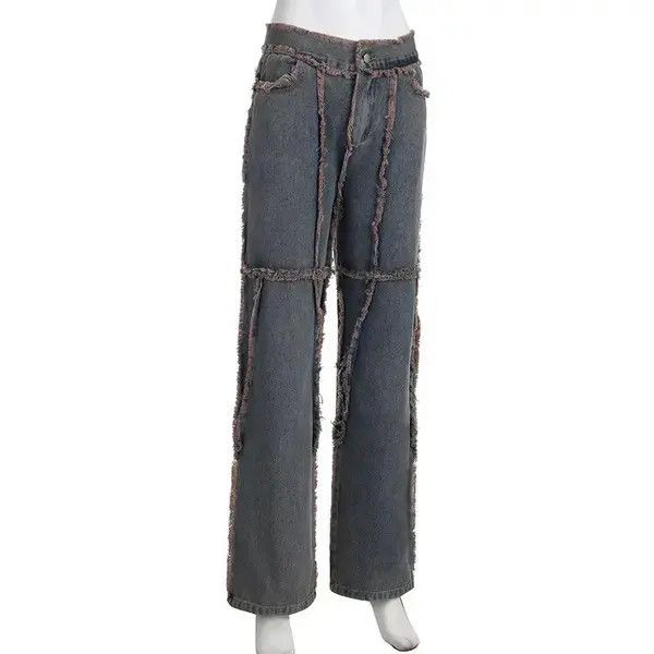 Jean Vintage Tassel Fur Trim Patchwork Jeans Size 27" / US 4 / IT 40 - 4 Thumbnail