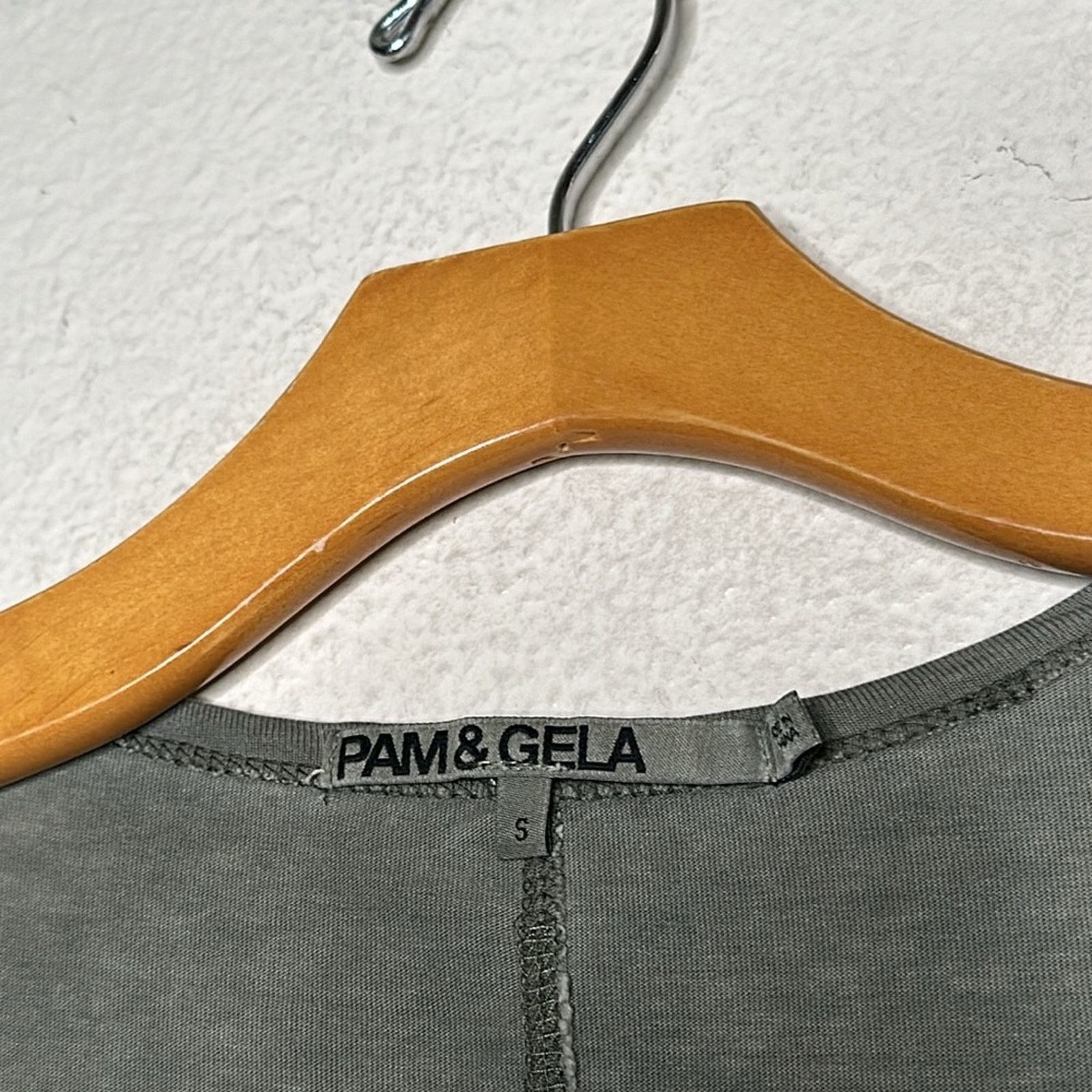 Pam & Gela Pam & Gela Scoop Neck Dress Ruched 1/2 Sleeve Khaki Green SM Size S / US 4 / IT 40 - 8 Thumbnail