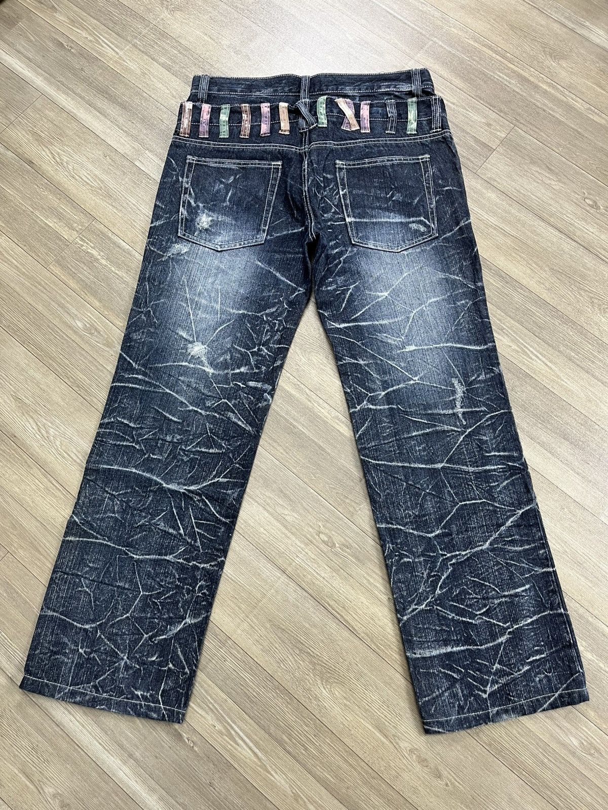 If Six Was Nine 2000s Nylaus Double Waist Distressed Punk Faded Baggy Jeans Size US 31 - 18 Thumbnail