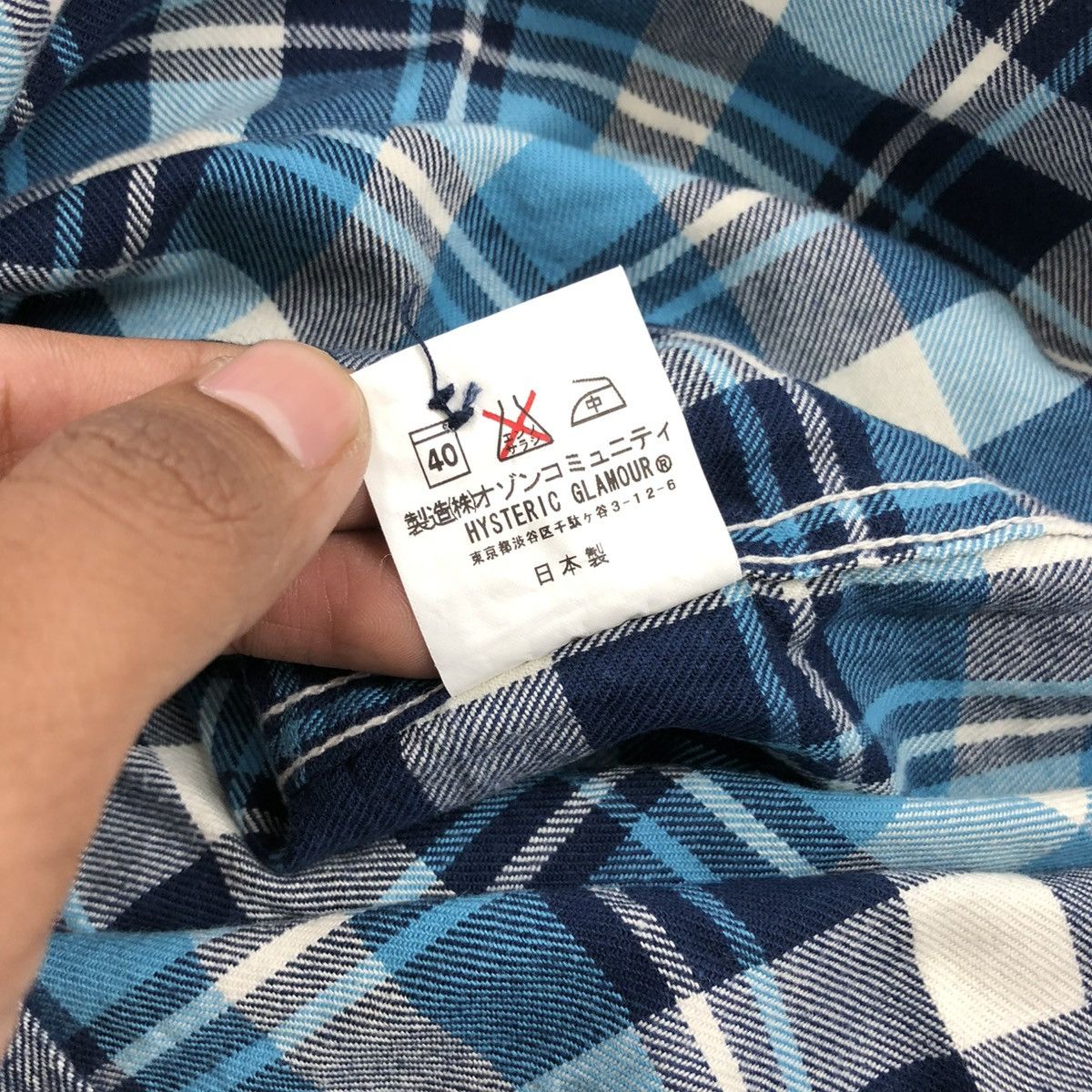Hysteric Glamour × Japanese Brand × Vintage 2000s Hysteric Glamour Blue/White Plaid Flannel Shirt Size US L / EU 52-54 / 3 - 7 Thumbnail