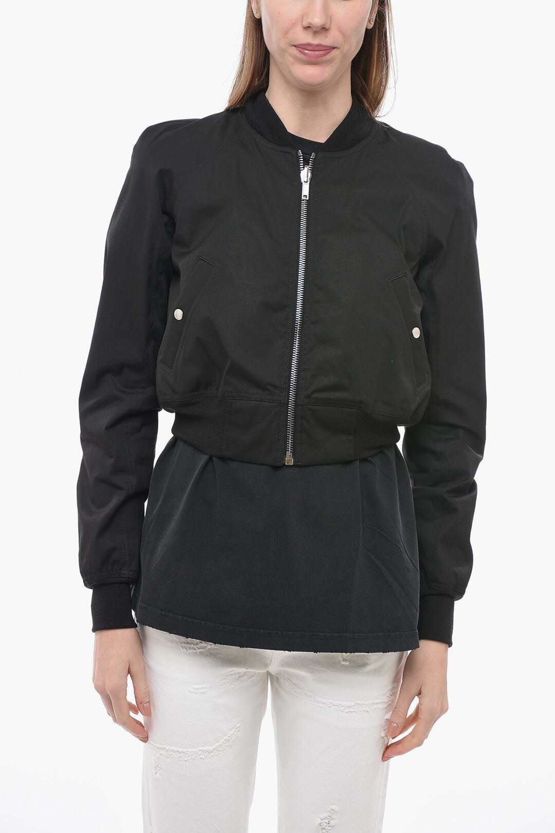 Rick Owens og1mm0724 Cropped Fit Reversible Bomber Jacket in Black Size M / US 6-8 / IT 42-44 - 1 Thumbnail