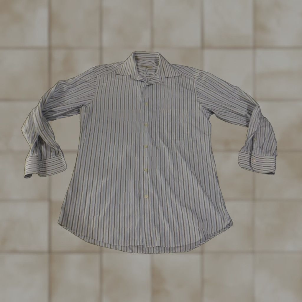 Ermenegildo Zegna Ermenegildo Zegna Shirt Mens 15 Dress Shirt White Blue Striped Long Sleeve Button Down Size US M / EU 48-50 / 2 - 1 Thumbnail