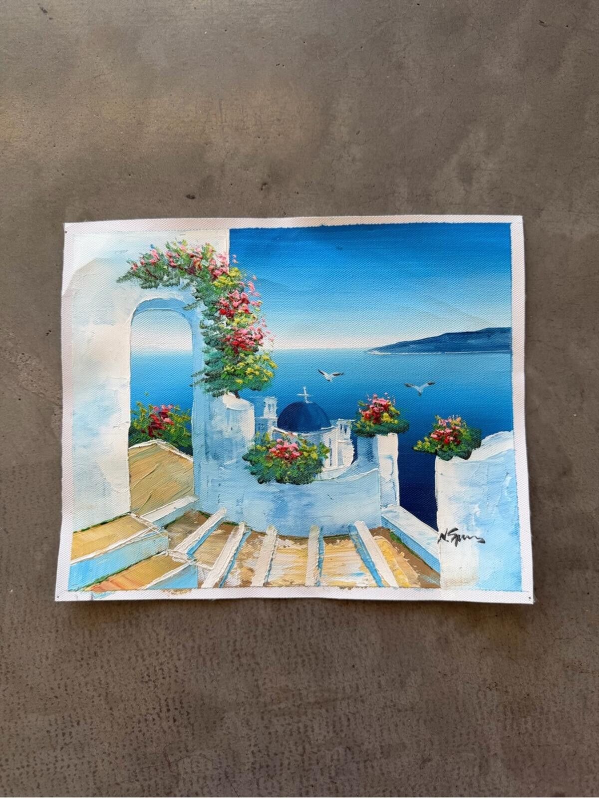 Other Greece Painting / Santorini Coastal Scene / Original Art Size ONE SIZE - 1 Thumbnail
