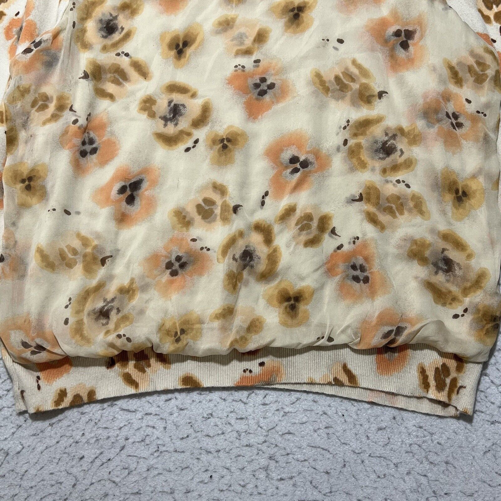 J. Jill J. Jill Silk Overlay Crewneck Sweater Floral Orange Pullover Size XL / US 12-14 / IT 48-50 - 7 Thumbnail