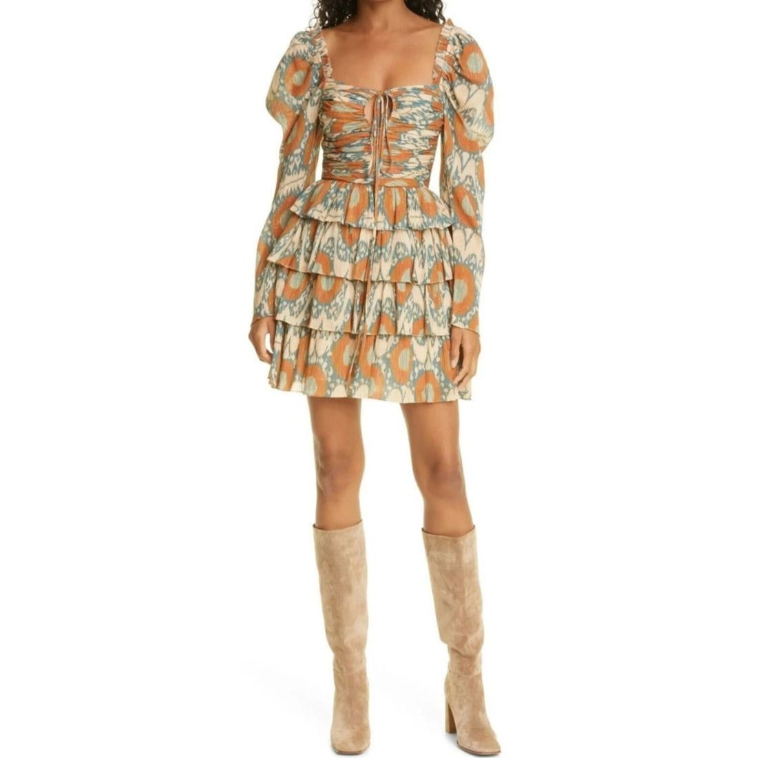 Ulla Johnson Ulla Johnson Naiya Ruffled Long Sleeve Mini Dress Nimbus Size XS / US 0-2 / IT 36-38 - 5 Thumbnail