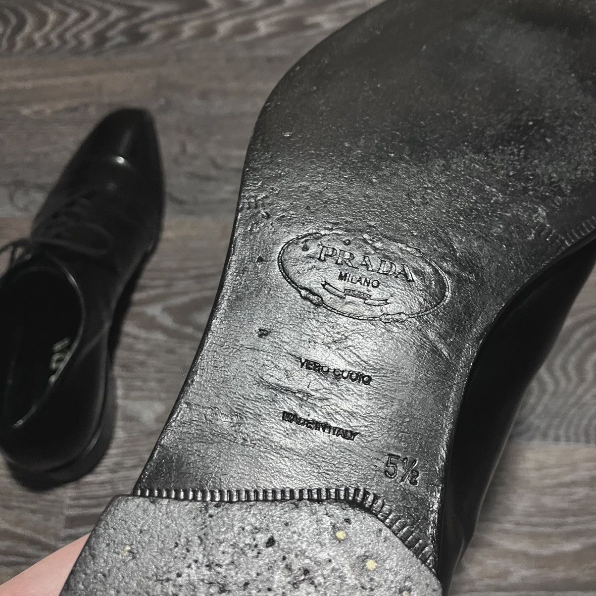 Prada Vintage PRADA Men’s Patent Leather Oxford Black Dress Shoes Size US 7.5 / EU 40-41 - 21 Thumbnail