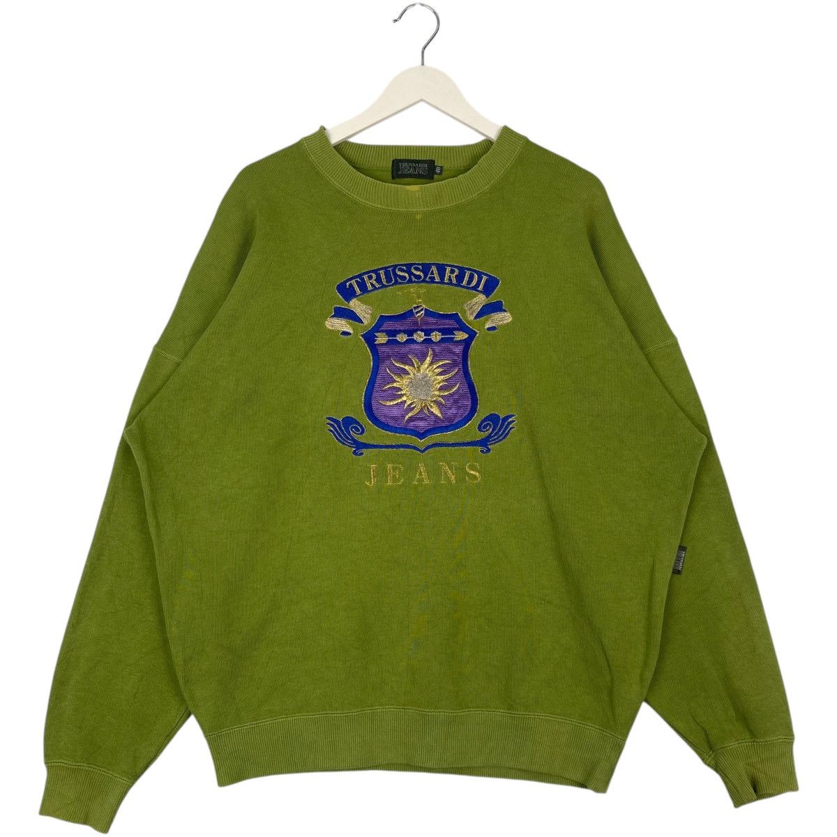 Trussardi Vintage Trussardi Jeans Embroidered Sweatshirt Green Size L Size L / US 10 / IT 46 - 1 Thumbnail