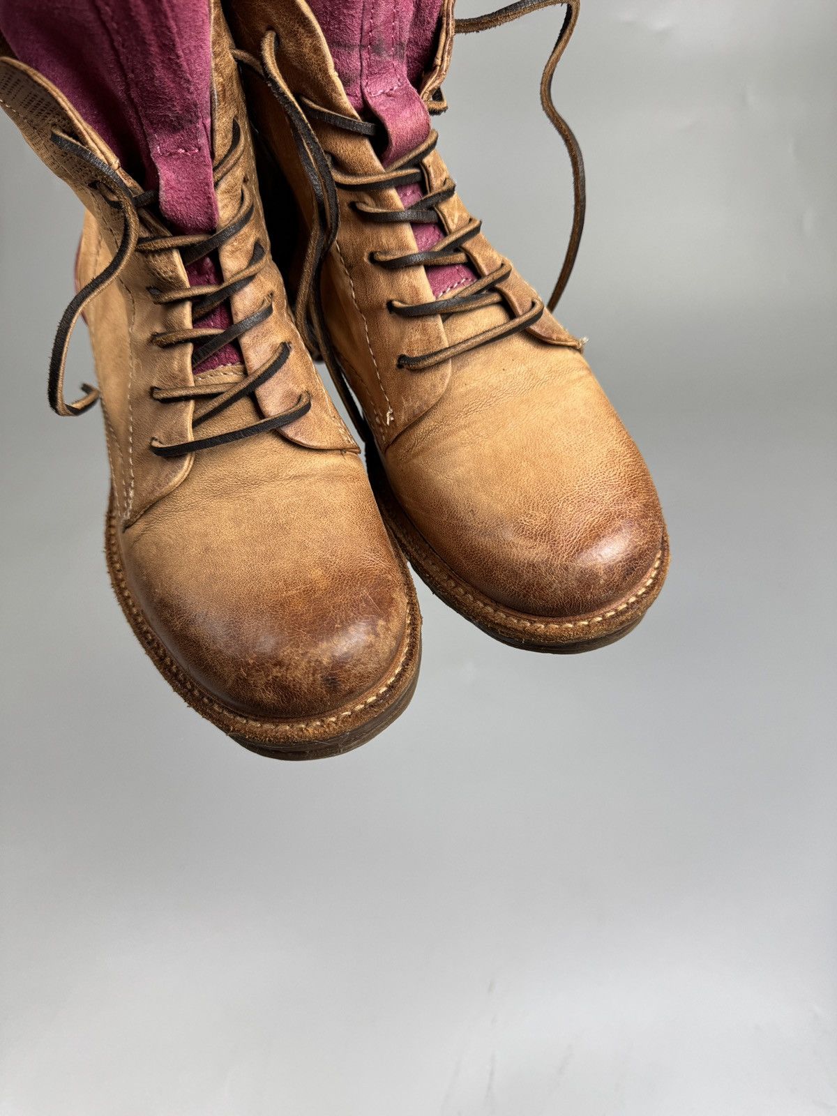 A.S.98 A.S.98 Italy Leather Lace-Up Brown Boho Boots (YG026) Size US 7 / IT 37 - 4 Thumbnail