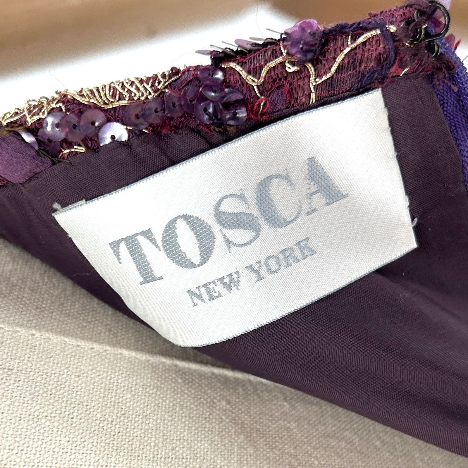 Vintage Vintage 90s Tosca New York Purple Gold Lace Silk Sequin Gown Size S / US 4 / IT 40 - 7 Thumbnail