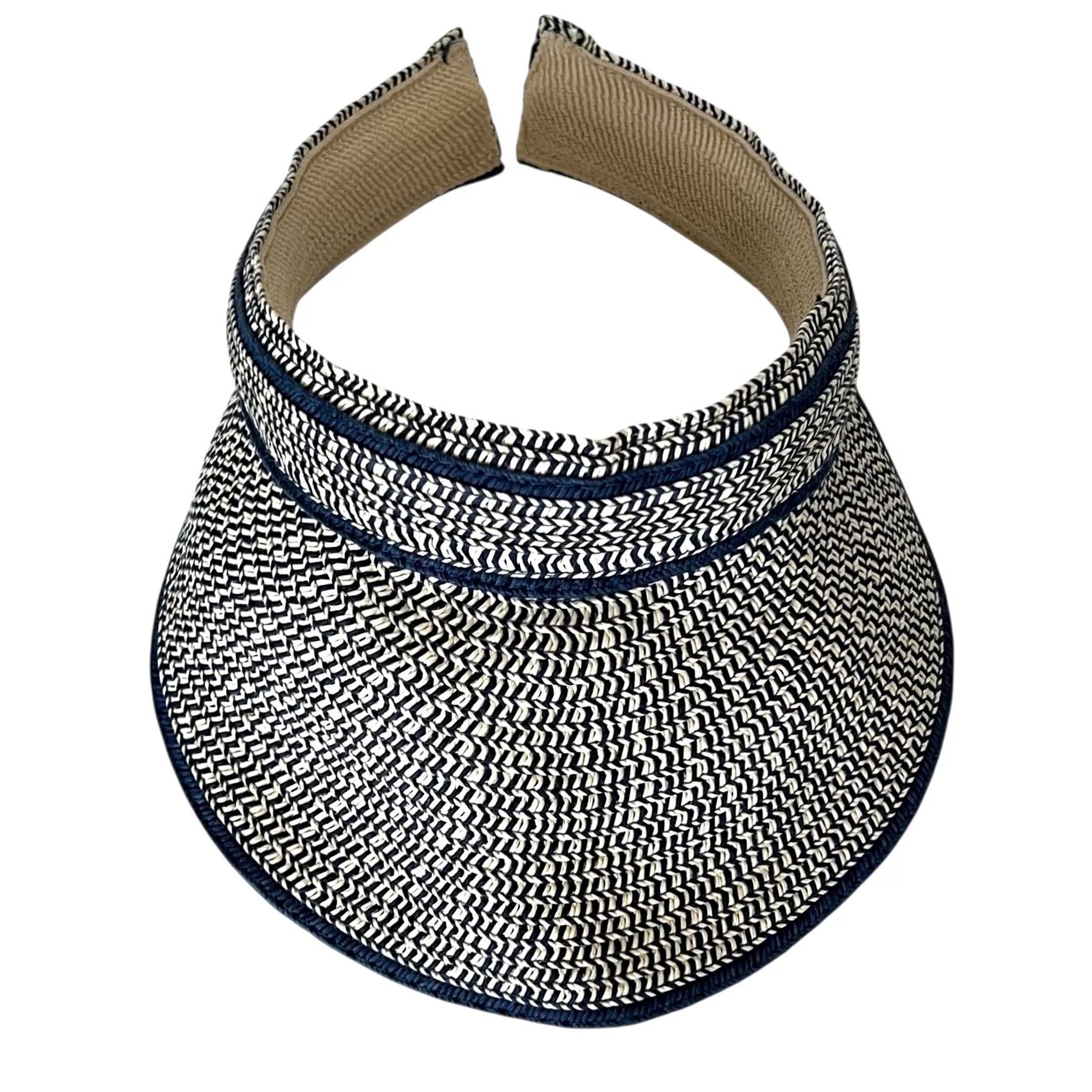Vintage Renato Balestra Visor Hat Women’s Straw Made in Italy Blue Beige One Size Women Sun Visor Hat Size ONE SIZE - 3 Thumbnail