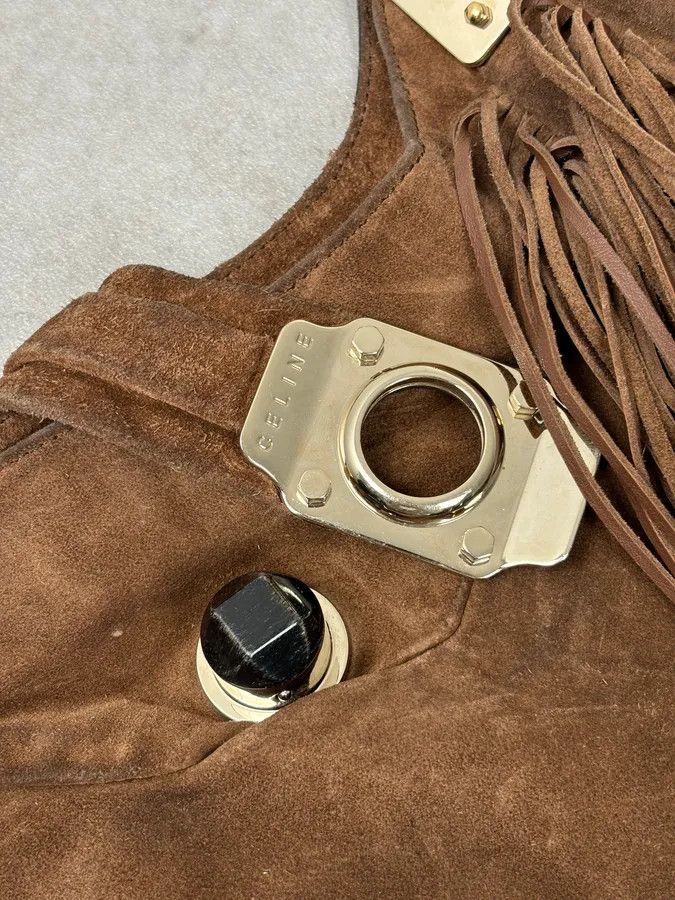 Celine 2000s Celine Brown Suede Fringe Shoulder Bag Size ONE SIZE - 7 Thumbnail