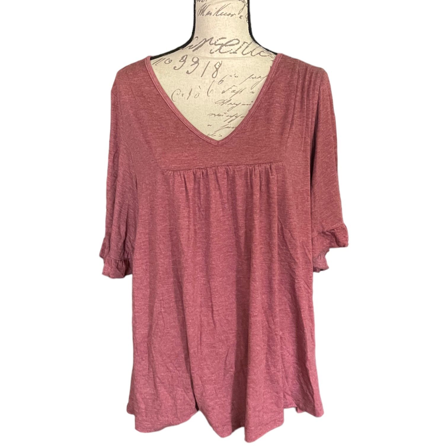 Other Bloomchic Heather Red Ruffle Sleeve Shirt Size 10 Size L / US 10 / IT 46 - 1 Thumbnail