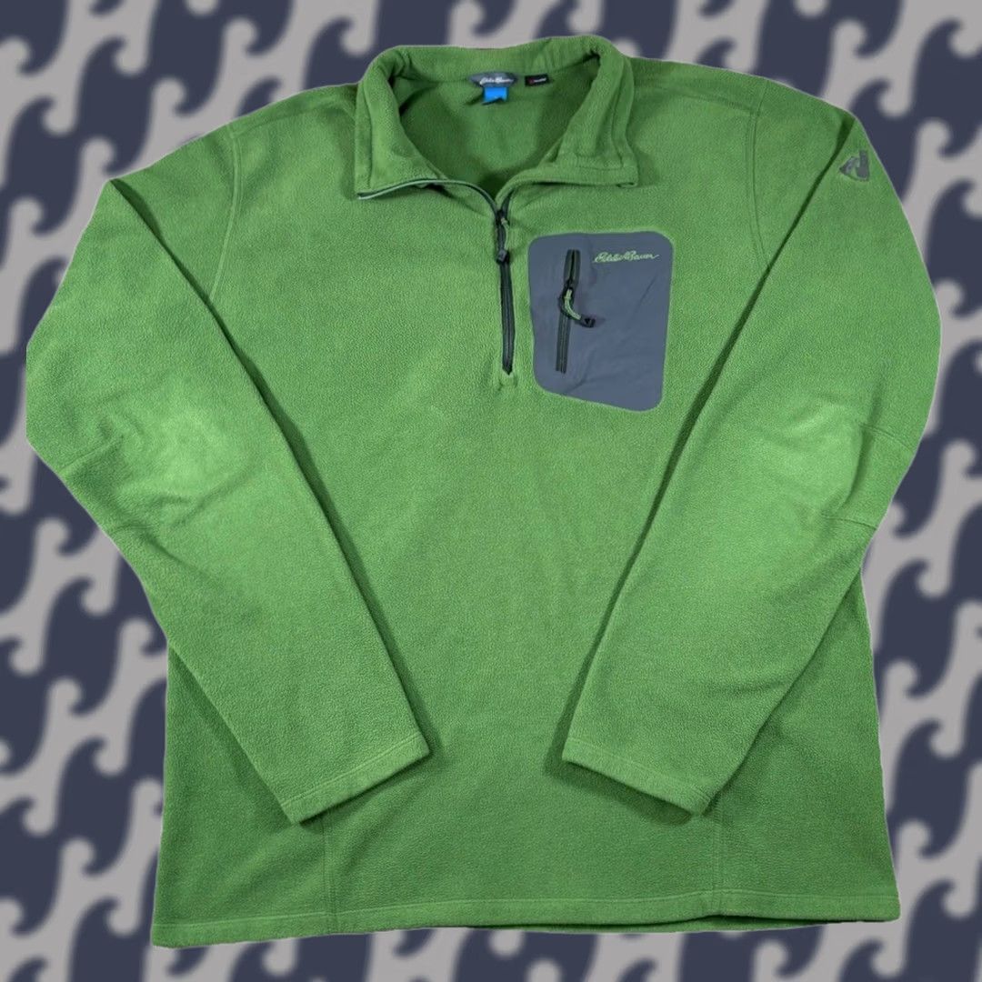 Eddie Bauer Eddie Bauer First Ascent Polartec Quarter Zip Fleece Mens LT Green 1/4 Zip Logo Pullover Big & Tall Shirt Sweatshirt Outdoor Hiking Mens Size US L / EU 52-54 / 3 - 1 Thumbnail