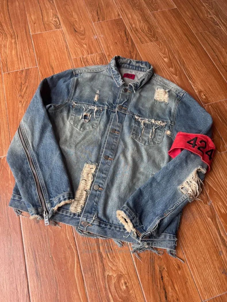 424 424 Big Destruction Denim Jacket Size US L / EU 52-54 / 3 - 1 Thumbnail