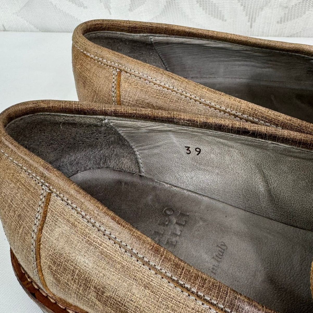 Brunello Cucinelli BRUNELLO CUCINELLI Leather Whipstitch Trim Brown Loafers Size US 6 / EU 39 - 9 Thumbnail