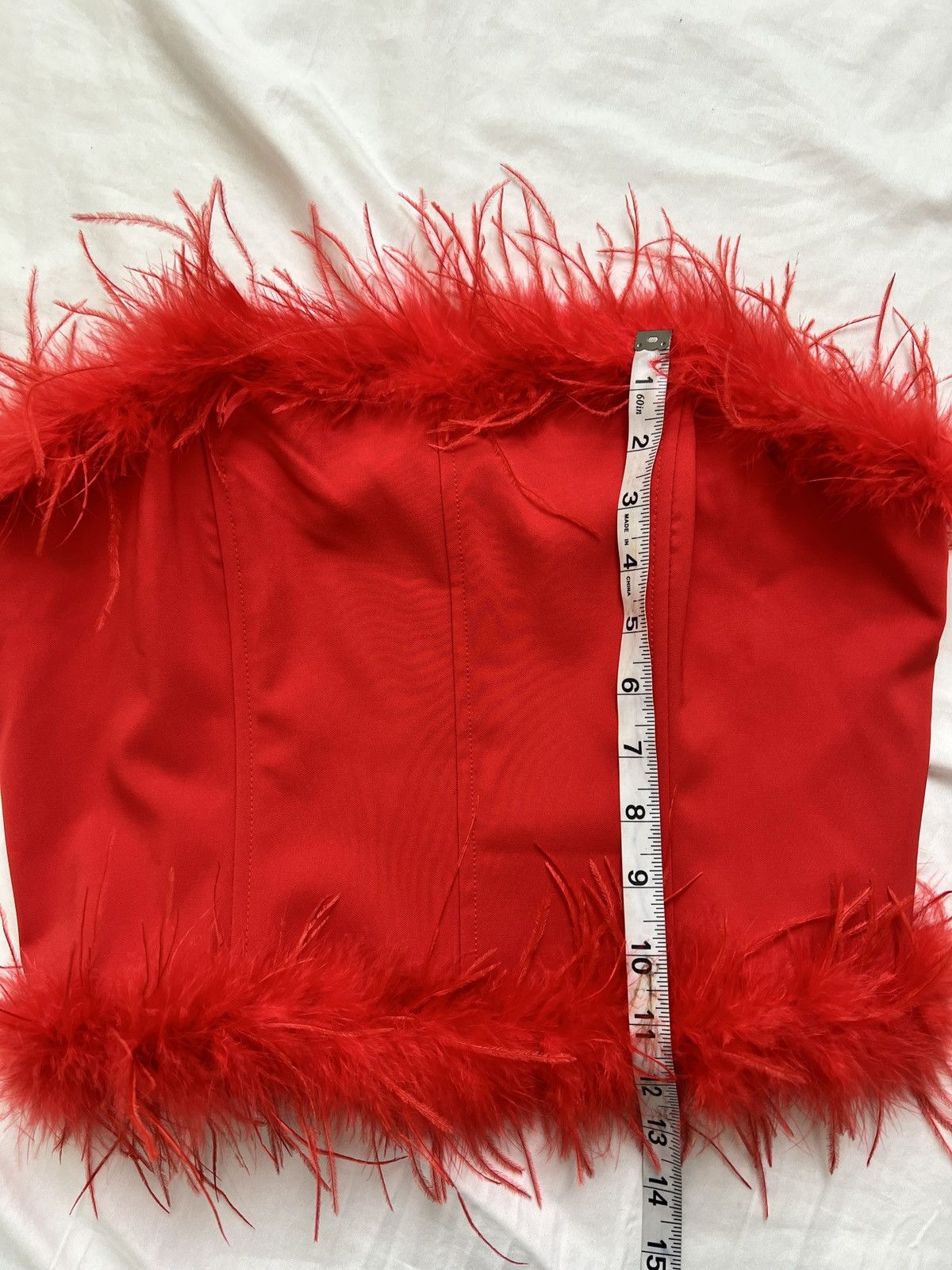 Fashion Nova Fashion Nova red top size L with feather trim Size L / US 10 / IT 46 - 9 Thumbnail