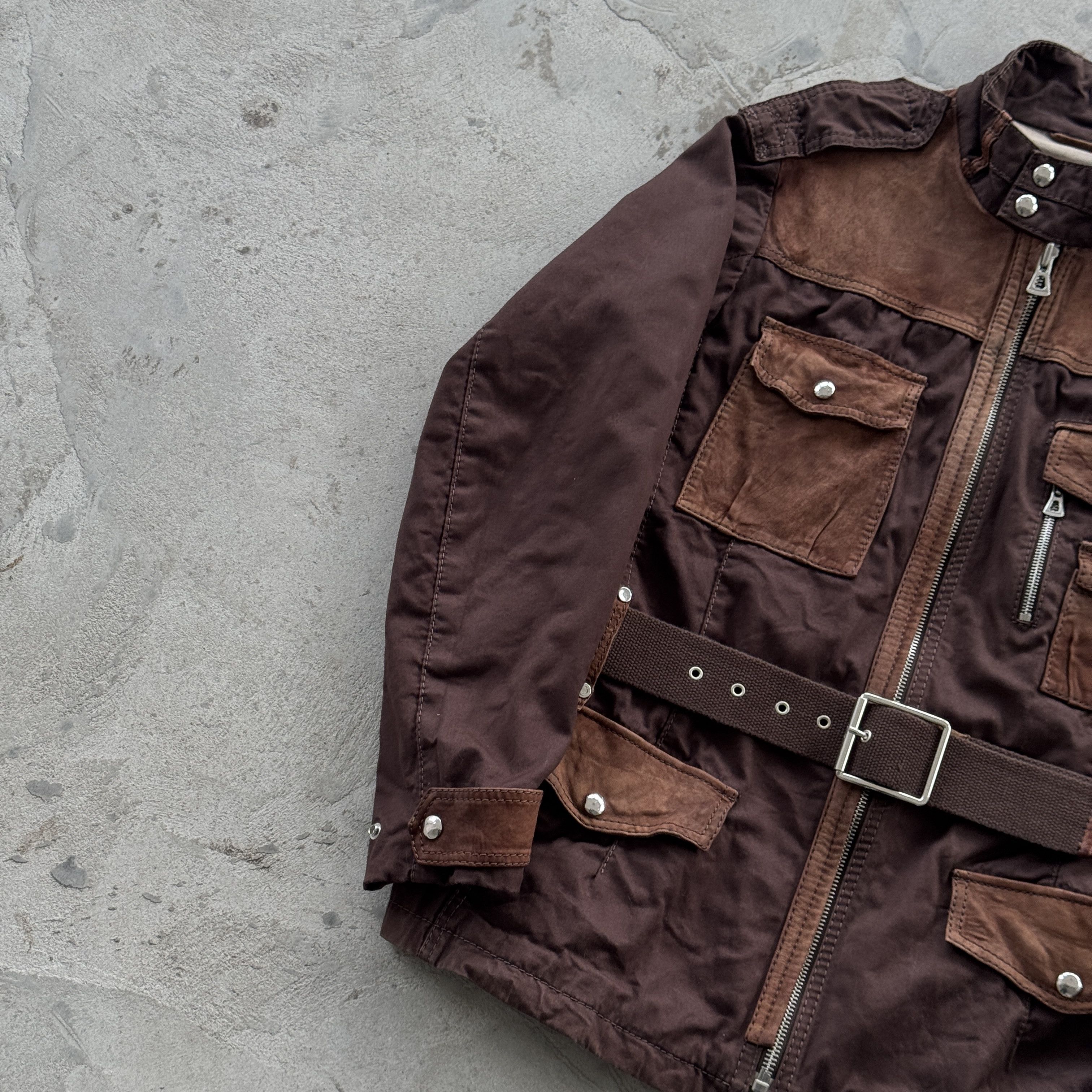 Hugo Boss HUGO BOSS Brown Mixed Suede Field Jacket Belted Pocket Size US M / EU 48-50 / 2 - 5 Thumbnail