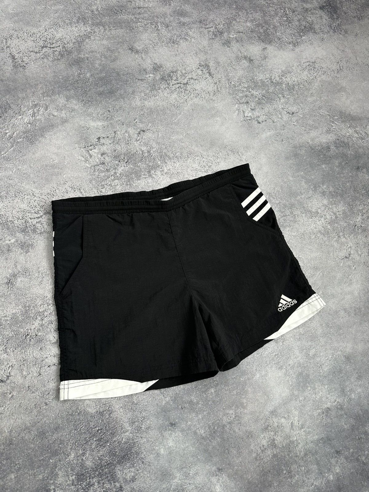 Adidas Vintage 90s Adidas Swim Shorts Black White Striped Swimwear Size US 30 / EU 46 - 2 Thumbnail