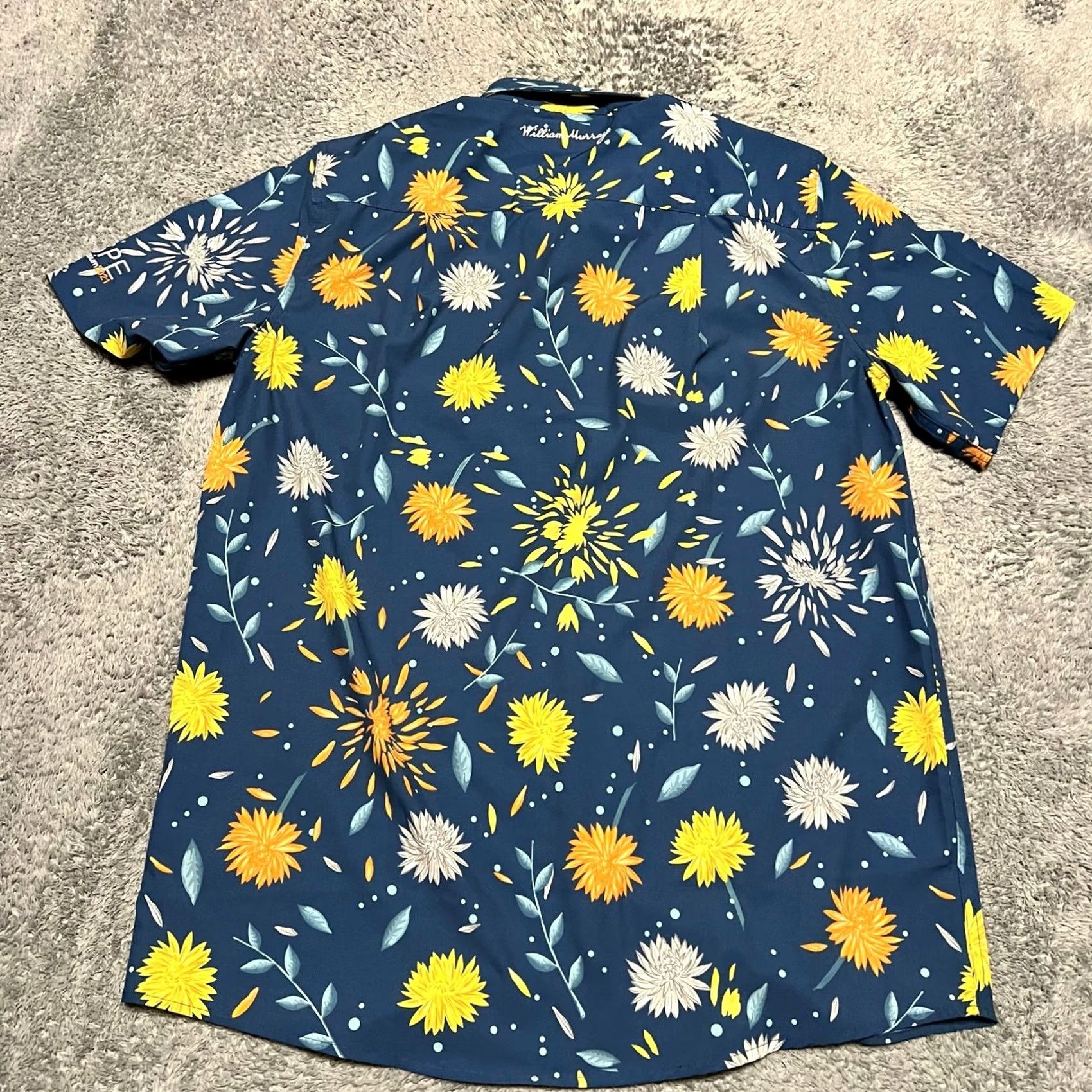Vintage William Murray Shirt Mens Large Blue Floral Golf Stretch Button Up Button Size US L / EU 52-54 / 3 - 4 Thumbnail