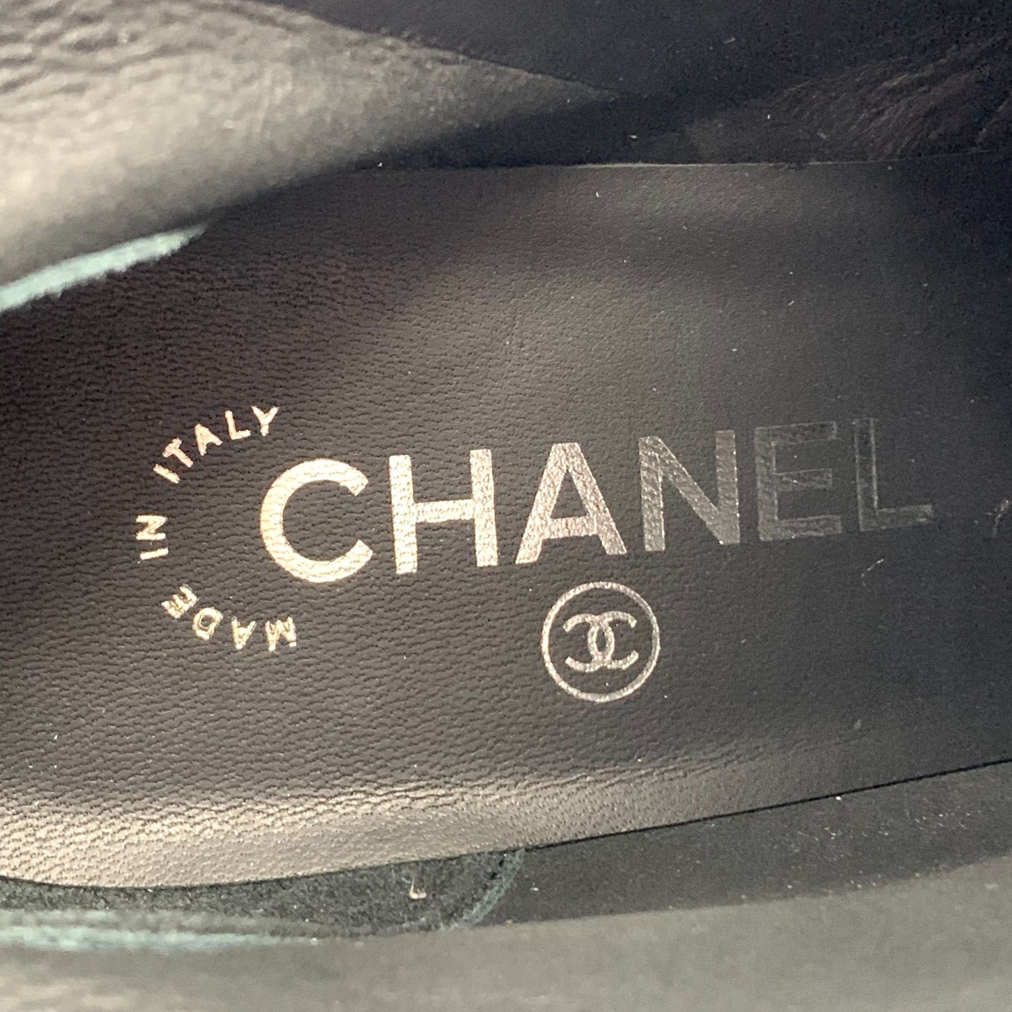 Chanel Chanel Black Leather Camellia-Embellished Chunky Heel Boots Size US 7.5 / IT 37.5 - 2 Thumbnail