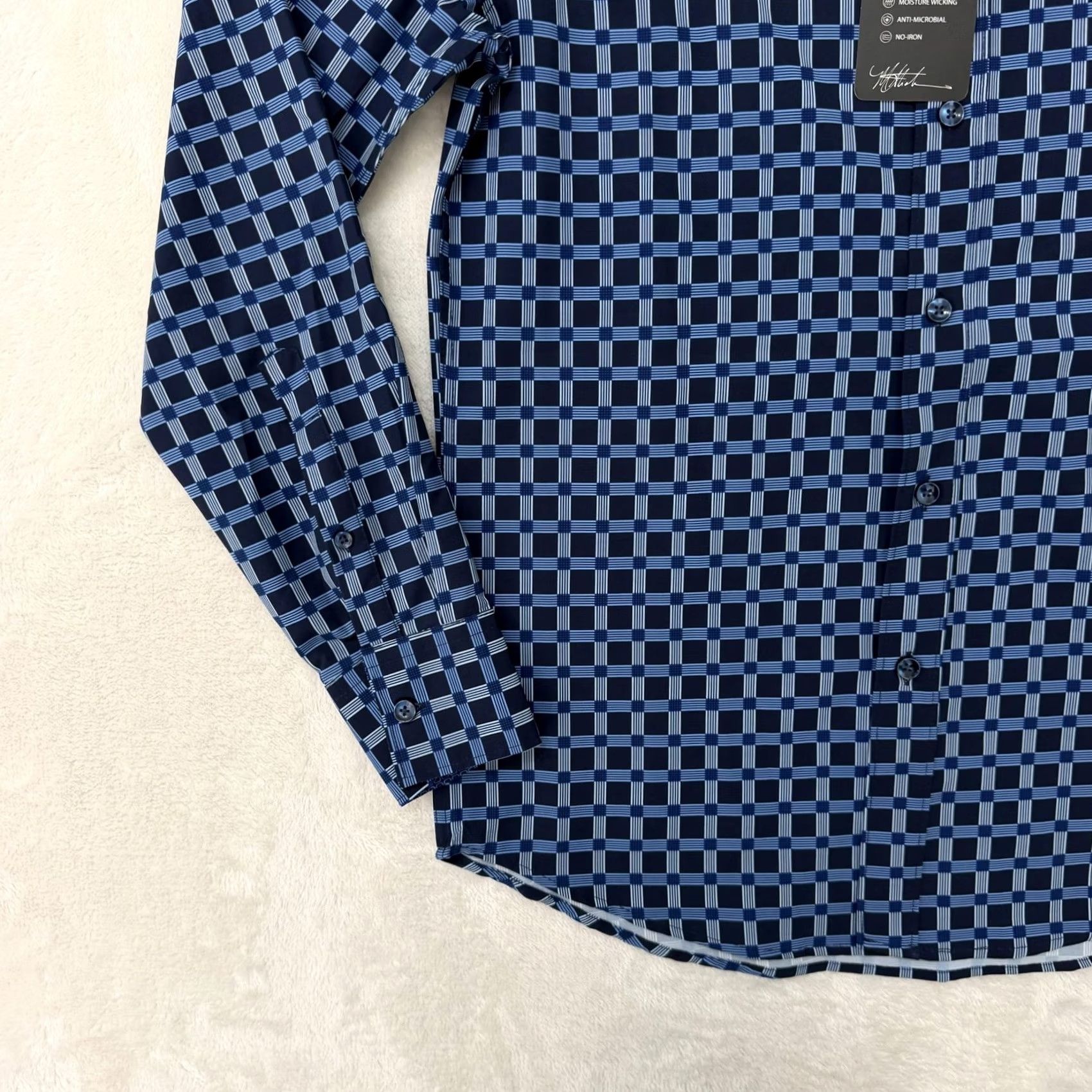 Vintage Michael Strahan Shirt Mens Small Blue Check Stretch Button Up Non Iron Shirt Size US S / EU 44-46 / 1 - 6 Thumbnail