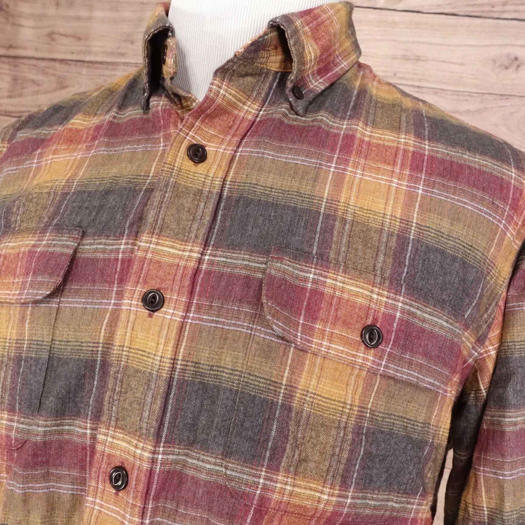 Orvis Orvis Mens Flannel Shirt Large Plaid Long Sleeve Button-Up Wool Cotton Outdoors Workwear Size US L / EU 52-54 / 3 - 2 Thumbnail