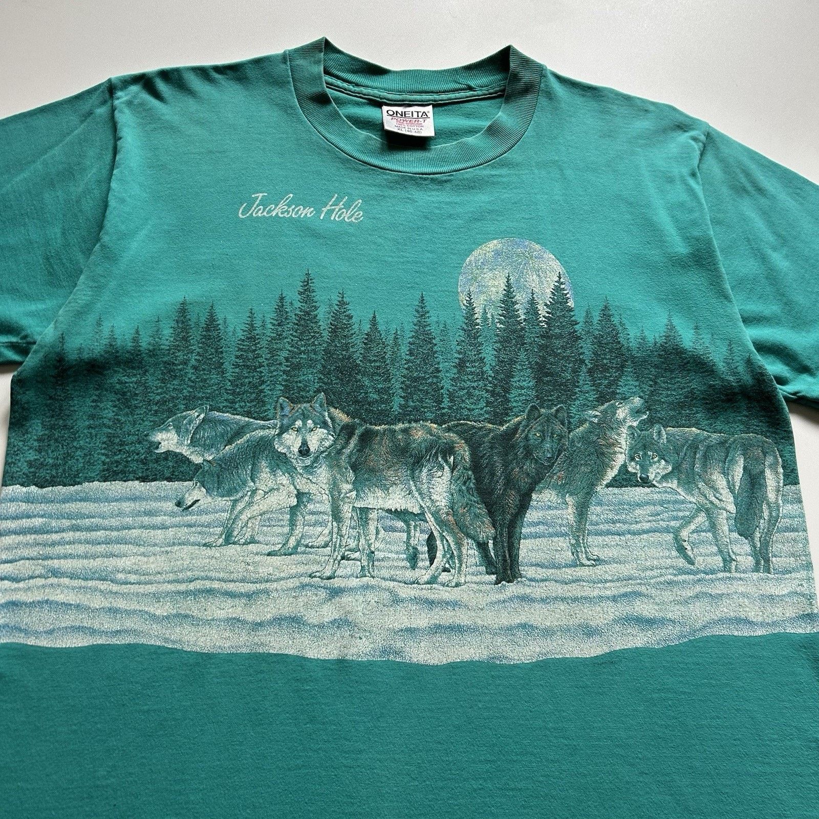 Vintage Vintage 90s Wolf Wildlife Animal Art T Shirt XL Oneita USA Size US XL / EU 56 / 4 - 2 Thumbnail