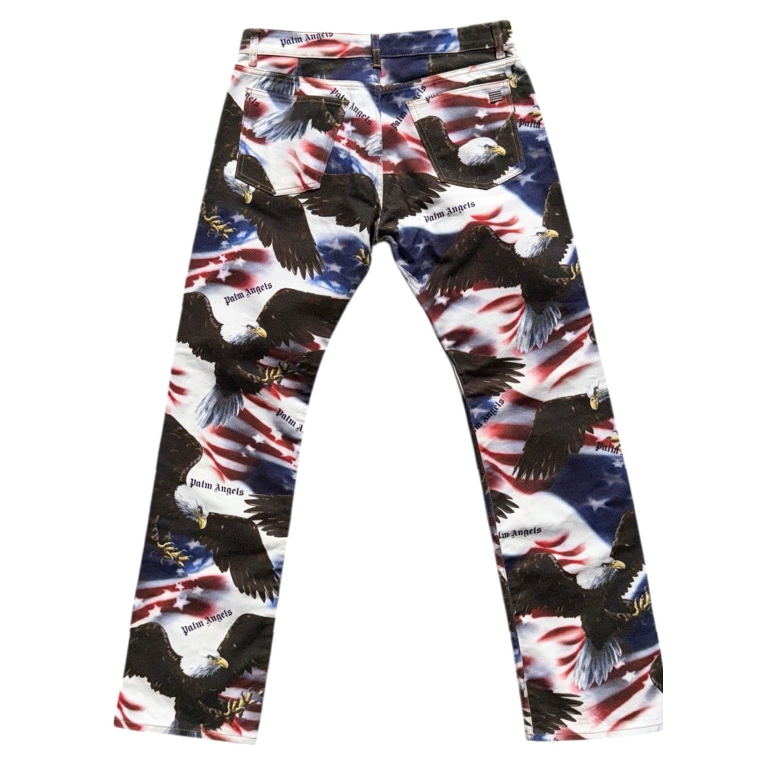 Palm Angels Palm Angels Jeans Men Size 34 Striped Stars Eagle Stripes Multicolor 32in Inseam Straight RARE Size US 34 / EU 50 - 2 Thumbnail