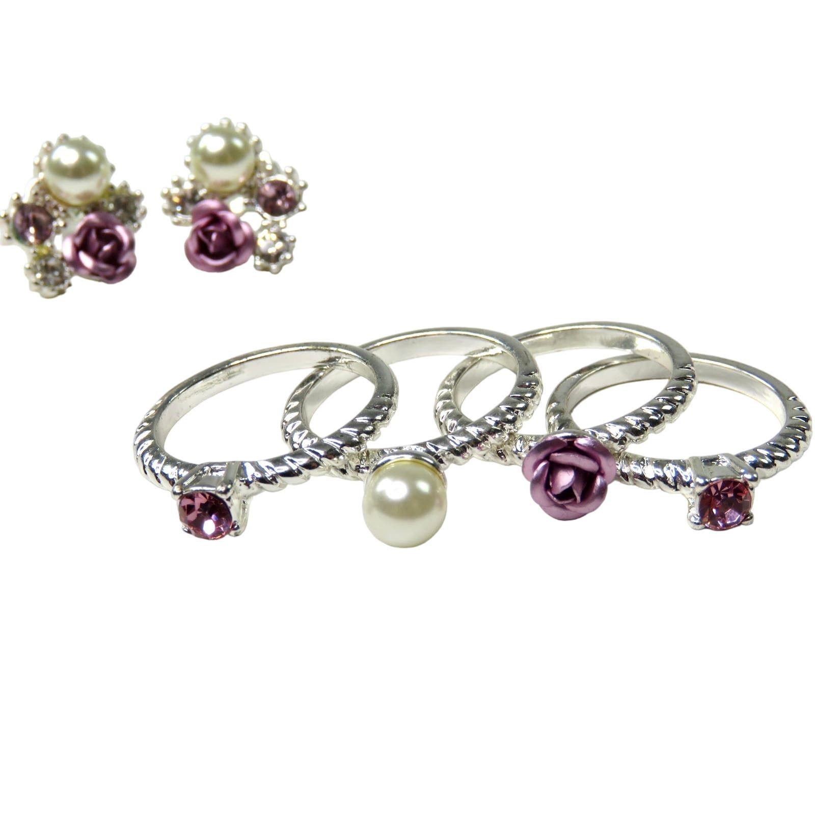 Vintage Vintage Avon Rose Pink Pearl Silver Set Retro Coquette Size ONE SIZE - 2 Thumbnail