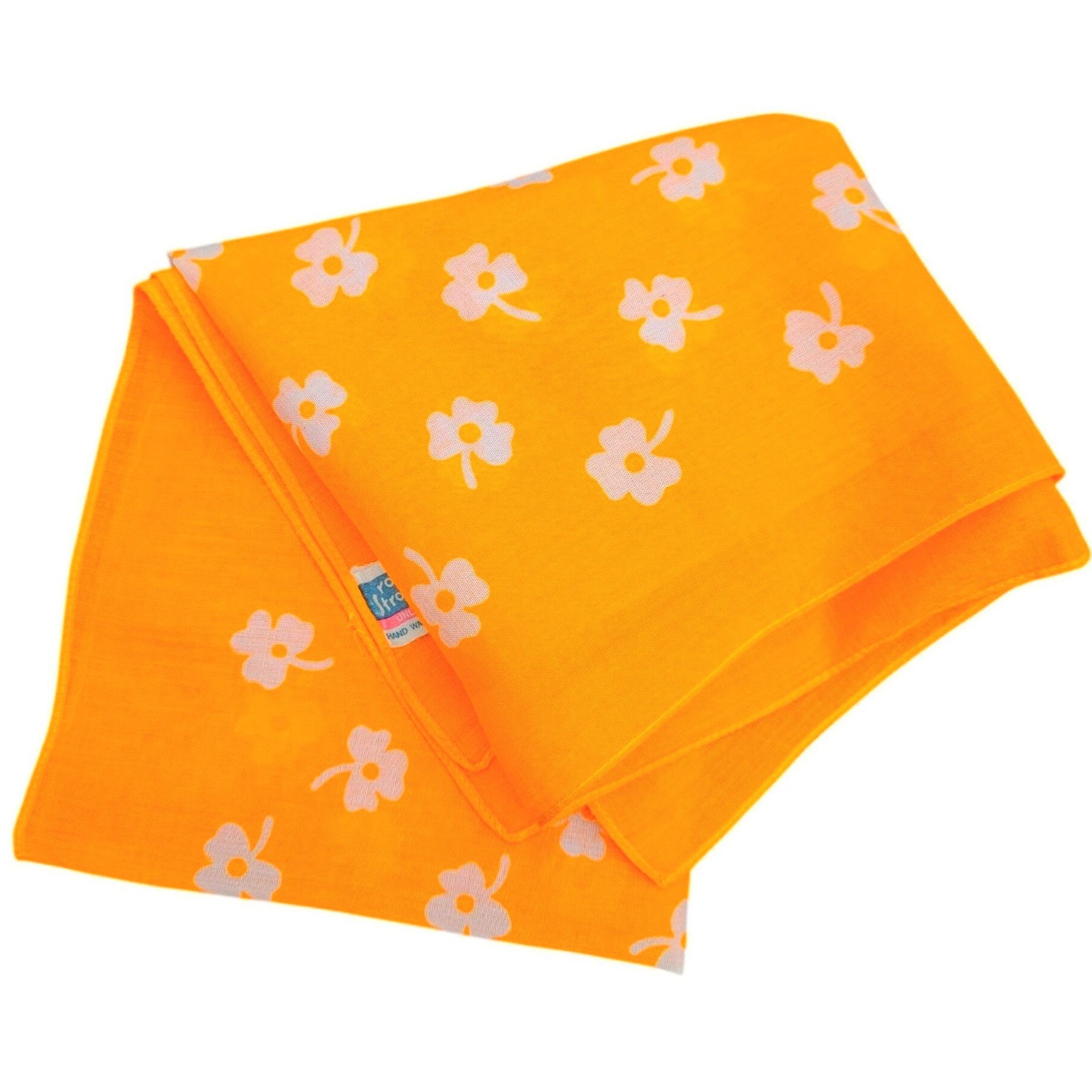 Vintage Ray Strauss 1960s Mod Cotton Scarf Pair Turquoise Marigold M Size ONE SIZE - 16 Thumbnail