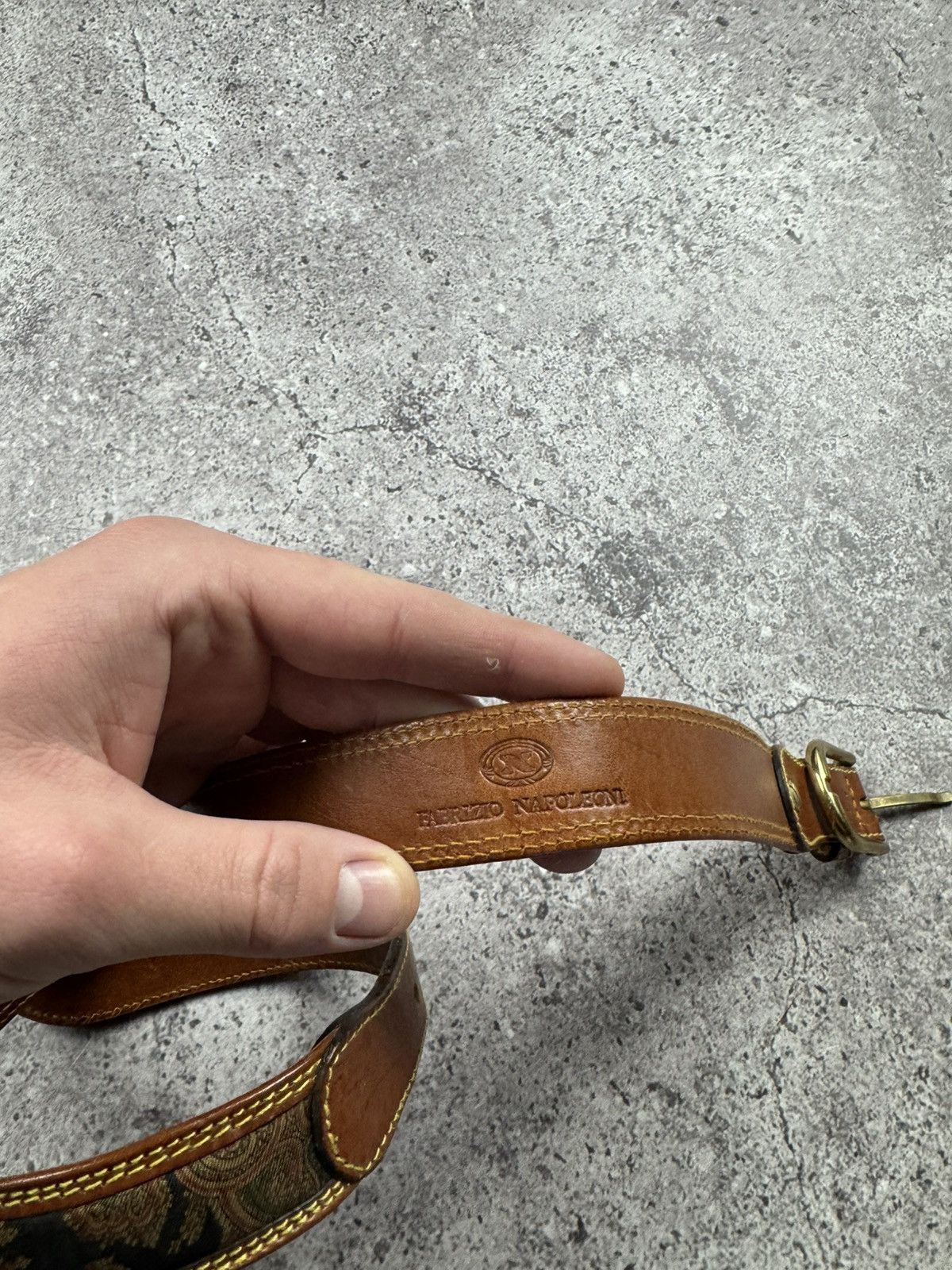 Japanese Brand 00’s NUMBER NINE STYLE WESTERN LEATHER RARE Y2K BELT VINTAGE Size 26 - 3 Thumbnail