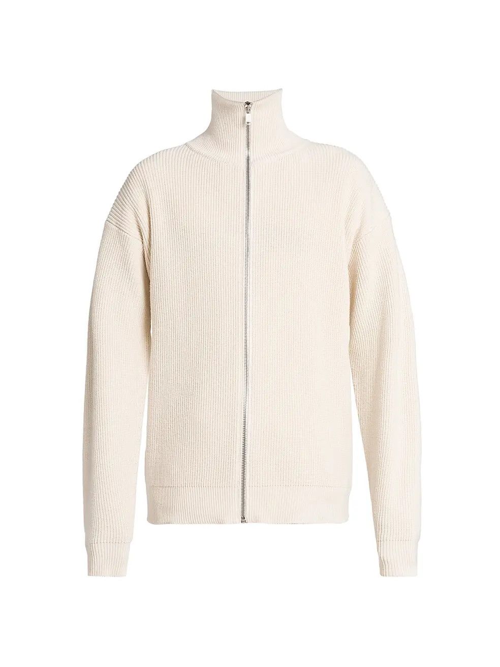 Jil Sander o1loc1c0426 Cotton Zip Up Turtleneck Cardigan in Beige Size US L / EU 52-54 / 3 - 1 Thumbnail