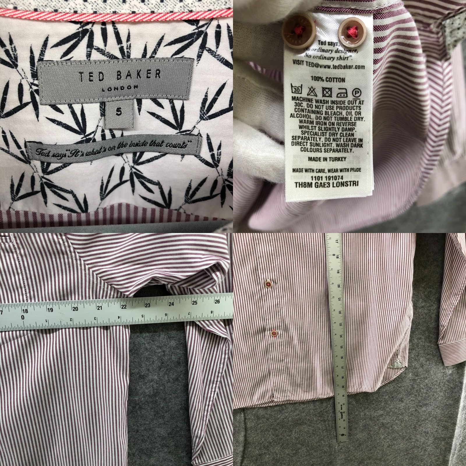 Ted Baker VINTAGE Ted Baker Long Sleeve Shirt Mens XL Cotton Purple White Striped Business Casual Formal Workwear Size US XL / EU 56 / 4 - 8 Thumbnail