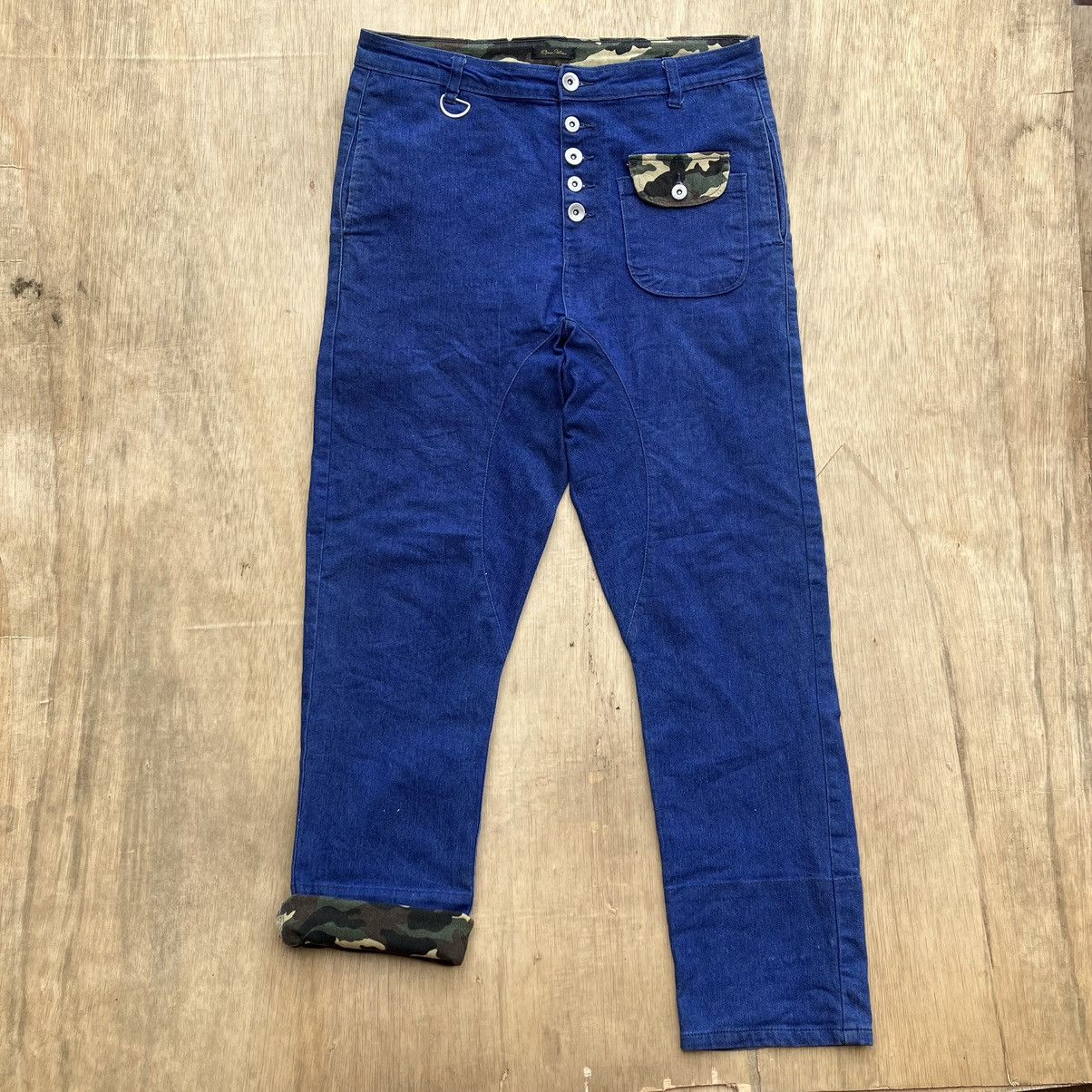 Japanese Brand DROP CROTCH OPEN ARMS STRETCH DENIM Size US 34 / EU 50 - 1 Thumbnail