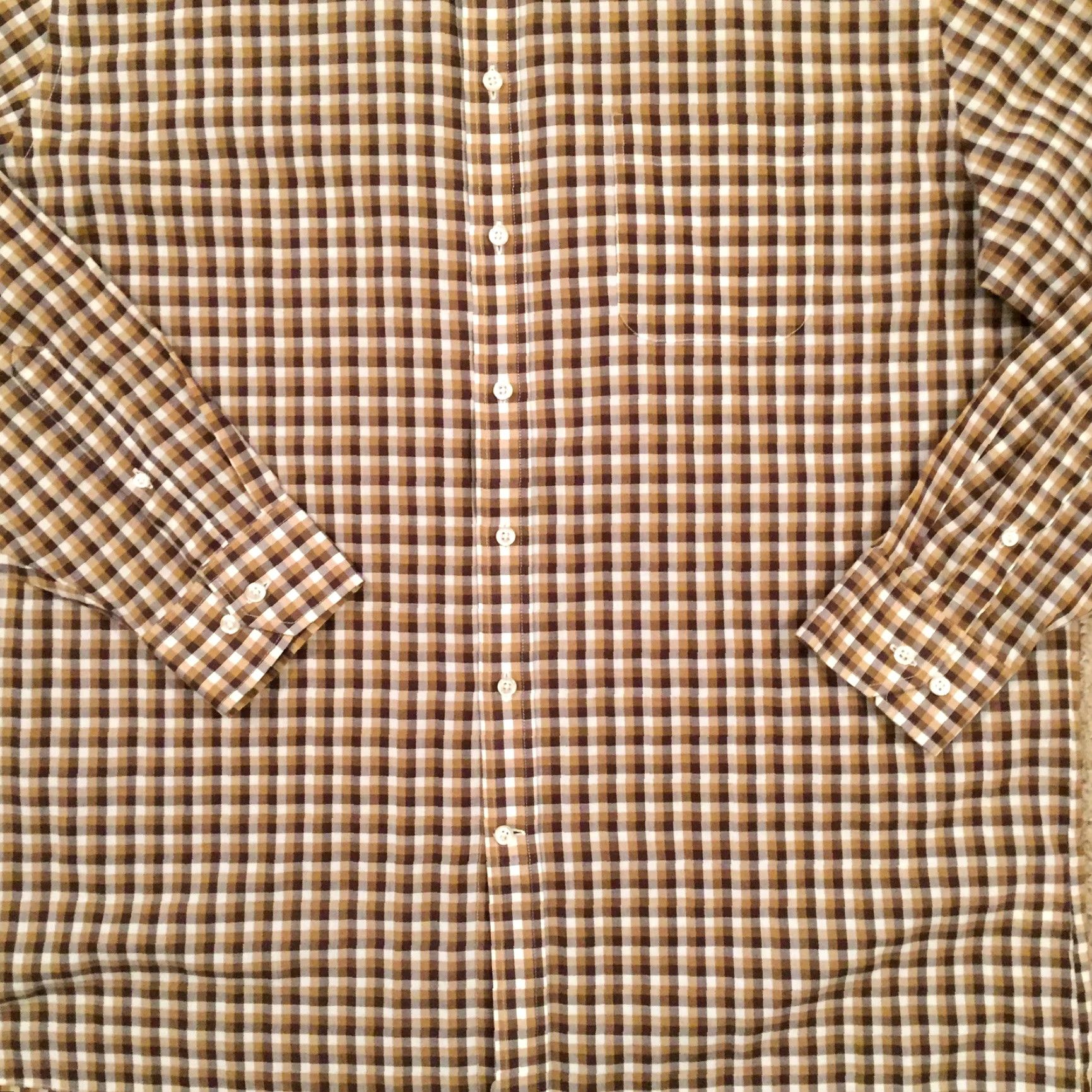 Stafford Stafford Shirt Mens 18 Brown Plaid Long Sleeve Button-Up Shirt Men Brown Plaid 18 Stafford Size US XXL / EU 58 / 5 - 4 Thumbnail