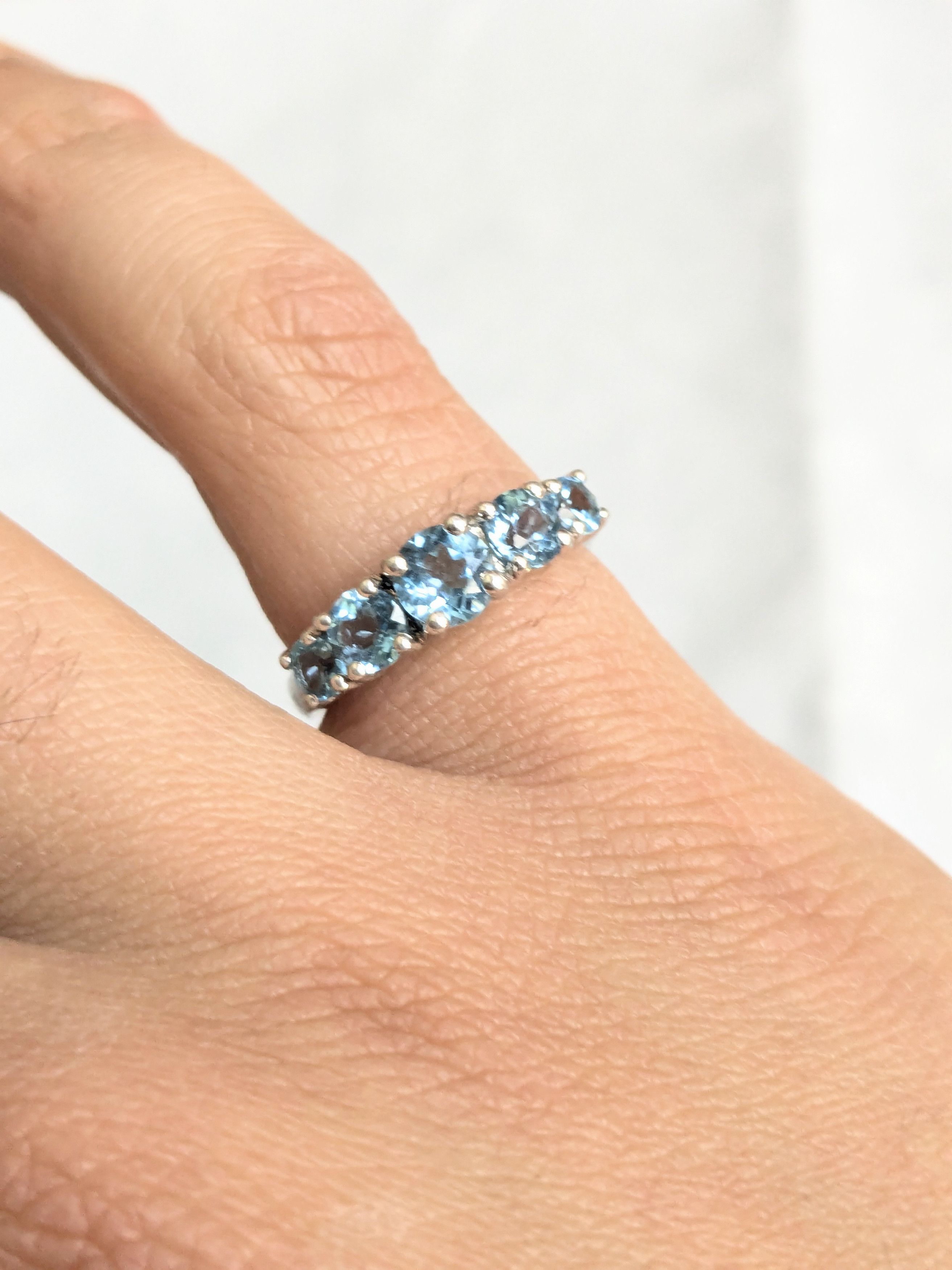 Jewelry Vintage Sterling Silver Ring Blue Topaz 6.75 Size ONE SIZE - 8 Thumbnail