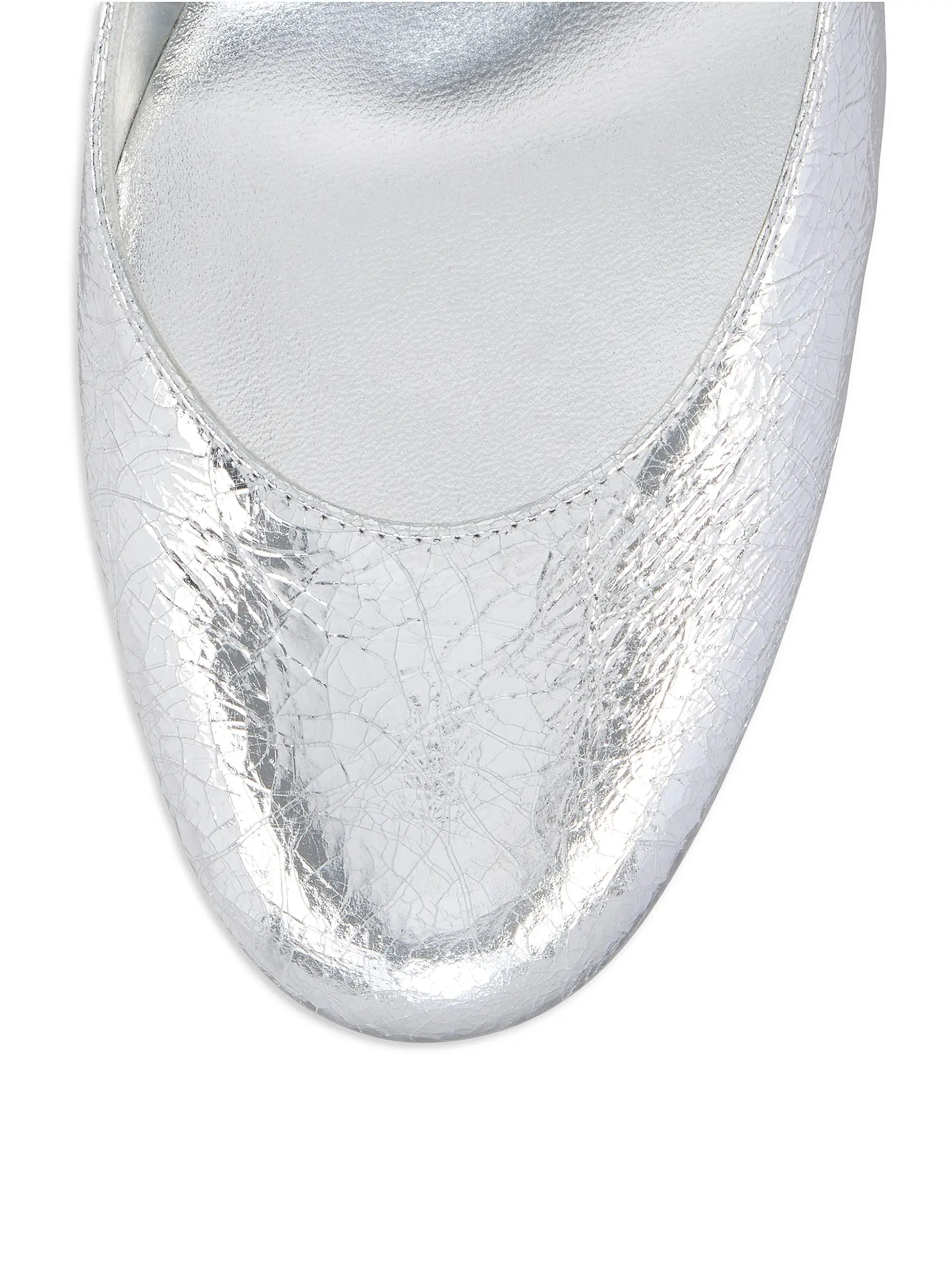 Christian Louboutin os11x0126 Miss Sab 85mm Laminated Leather Pumps in Silver Size US 10 / IT 40 - 4 Thumbnail