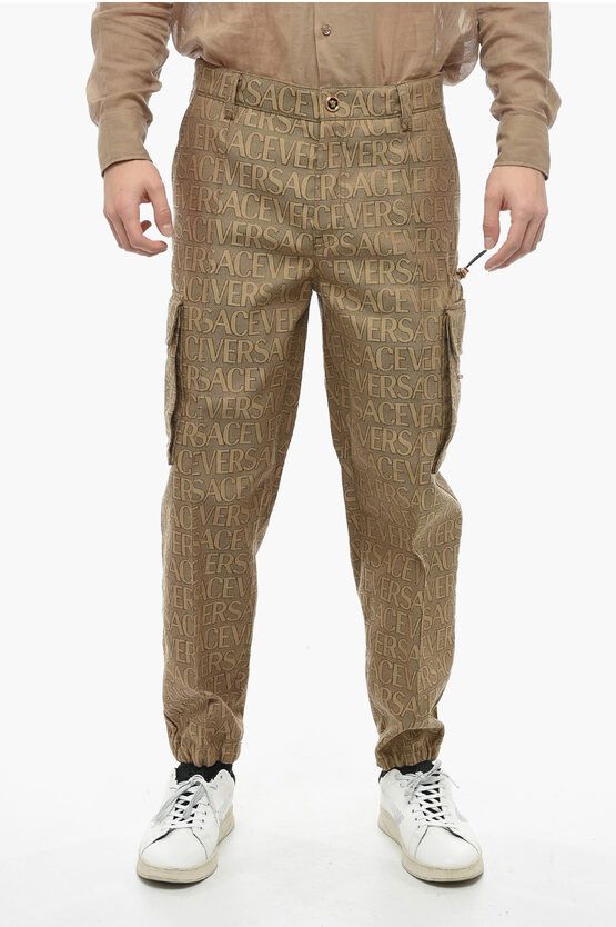 image of Versace Og1Mm0524 Utility Cargo Pants In Brown, Men's (Size 36)